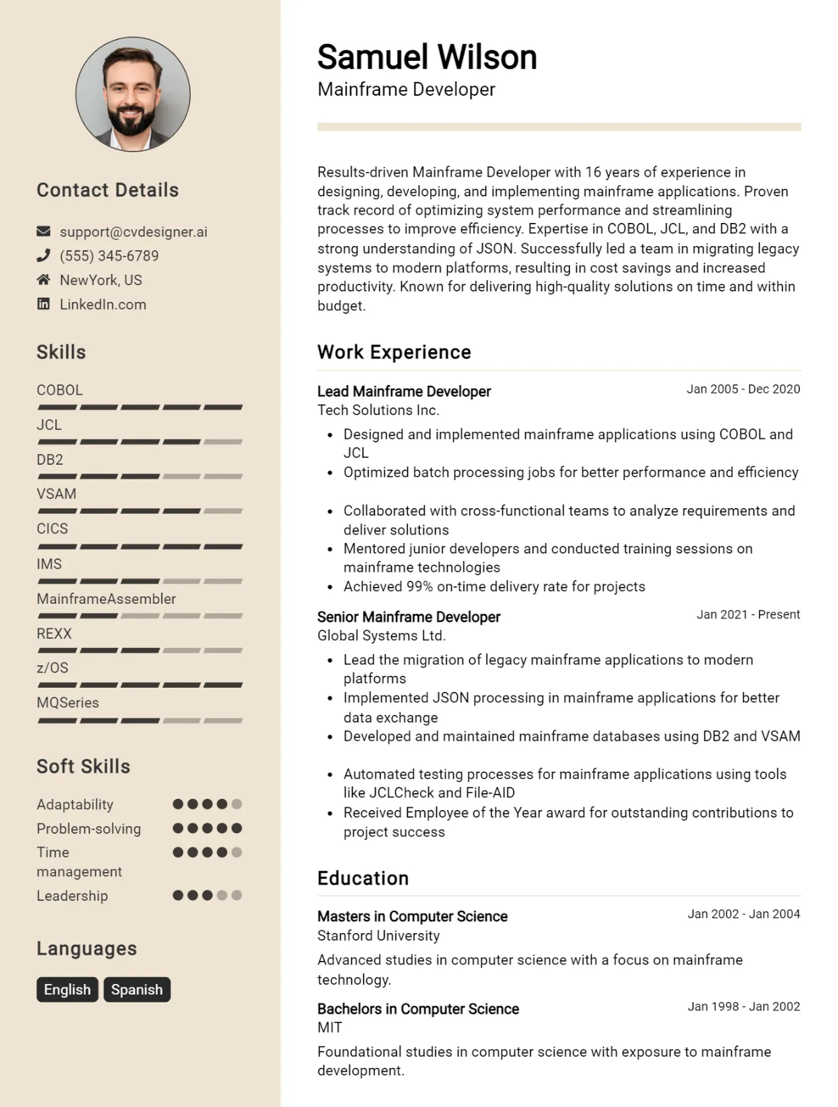 Mainframe Developer CV Example For 2026: Best Tips & Templates Preview