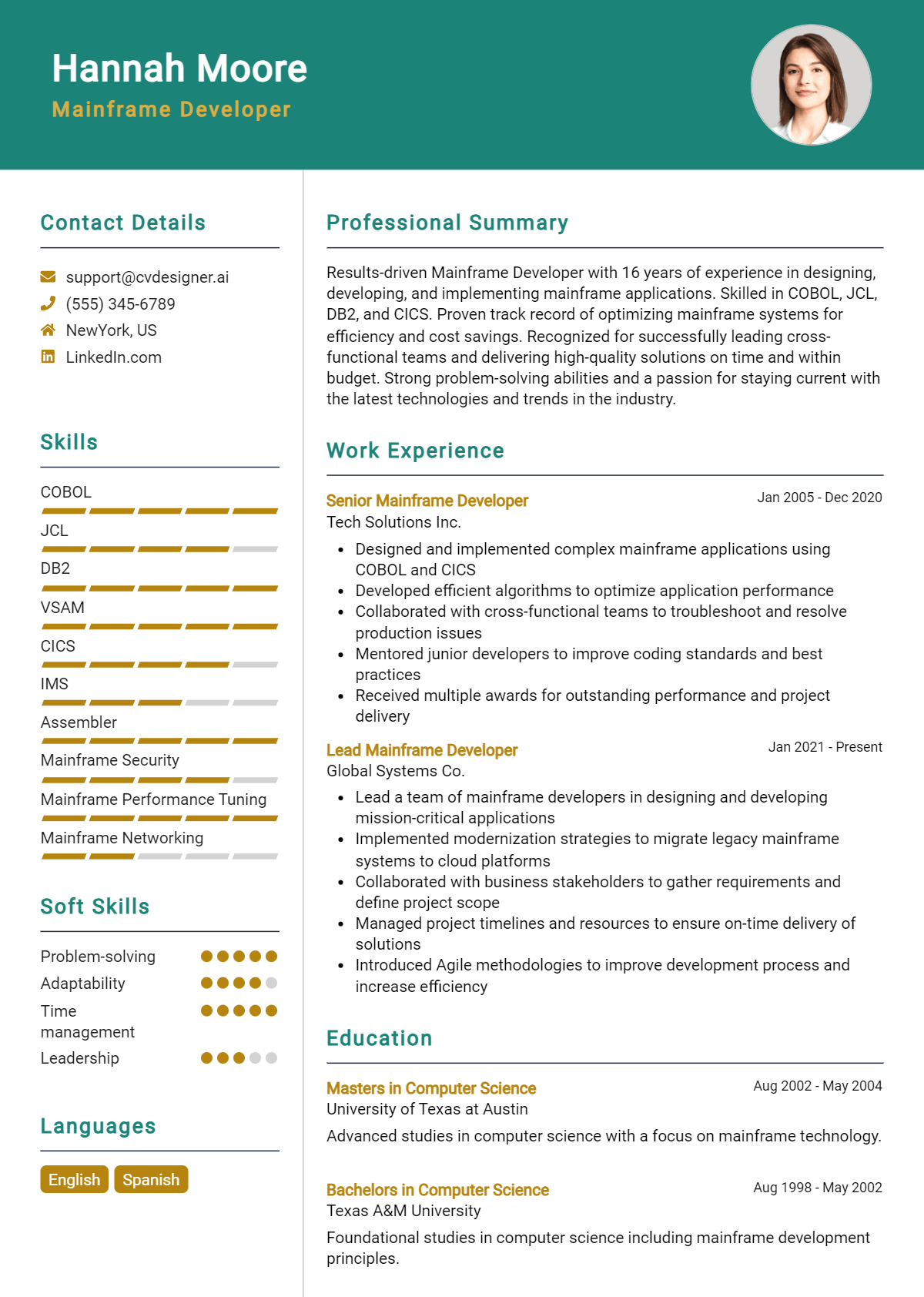 Mainframe Developer Resume Example for 2026: Best Writing Tips Preview