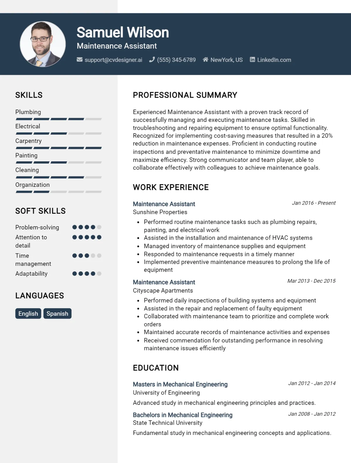 14 Maintenance Assistant CV Examples For 2026: Free Downloadable Templates Preview