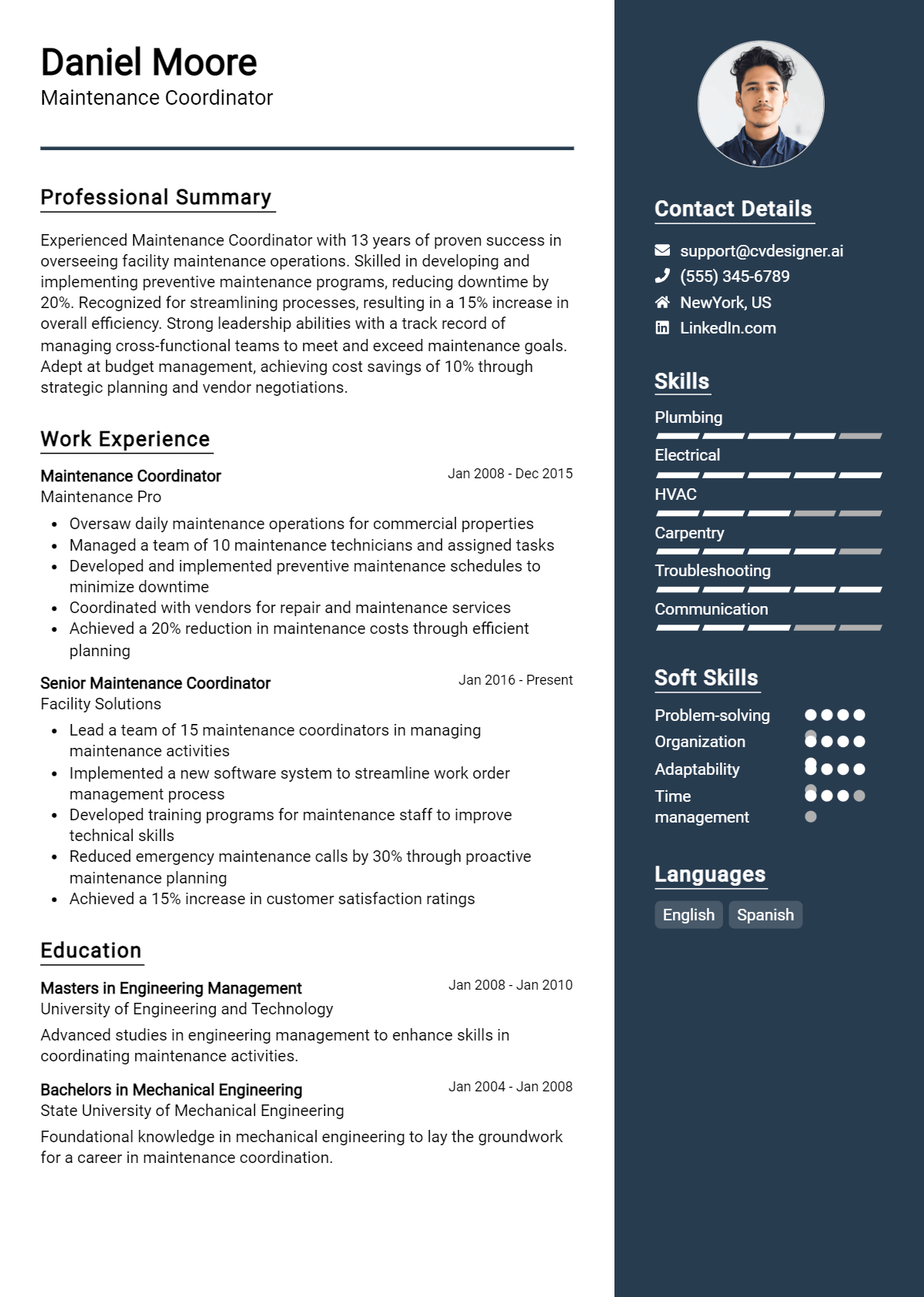 Maintenance Coordinator Resume Example for 2026: Best Tips & Templates Preview