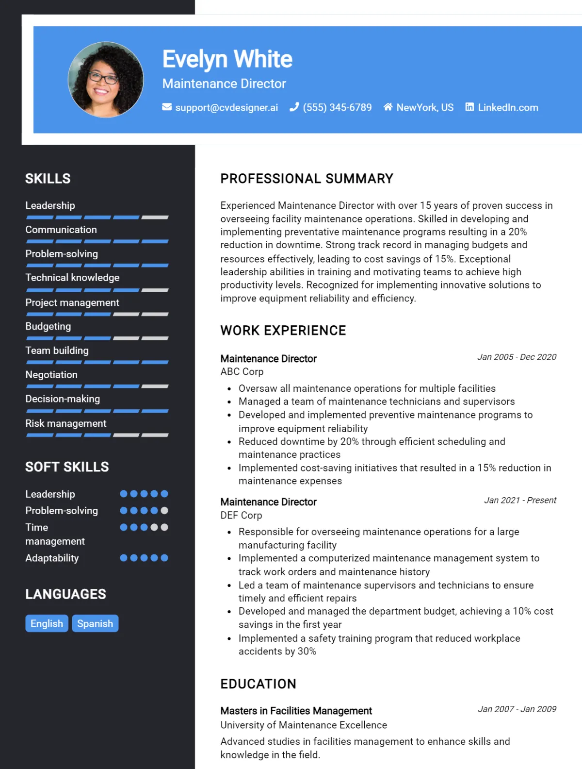 Maintenance Director CV Example For 2026: Proven Tips & Templates Preview