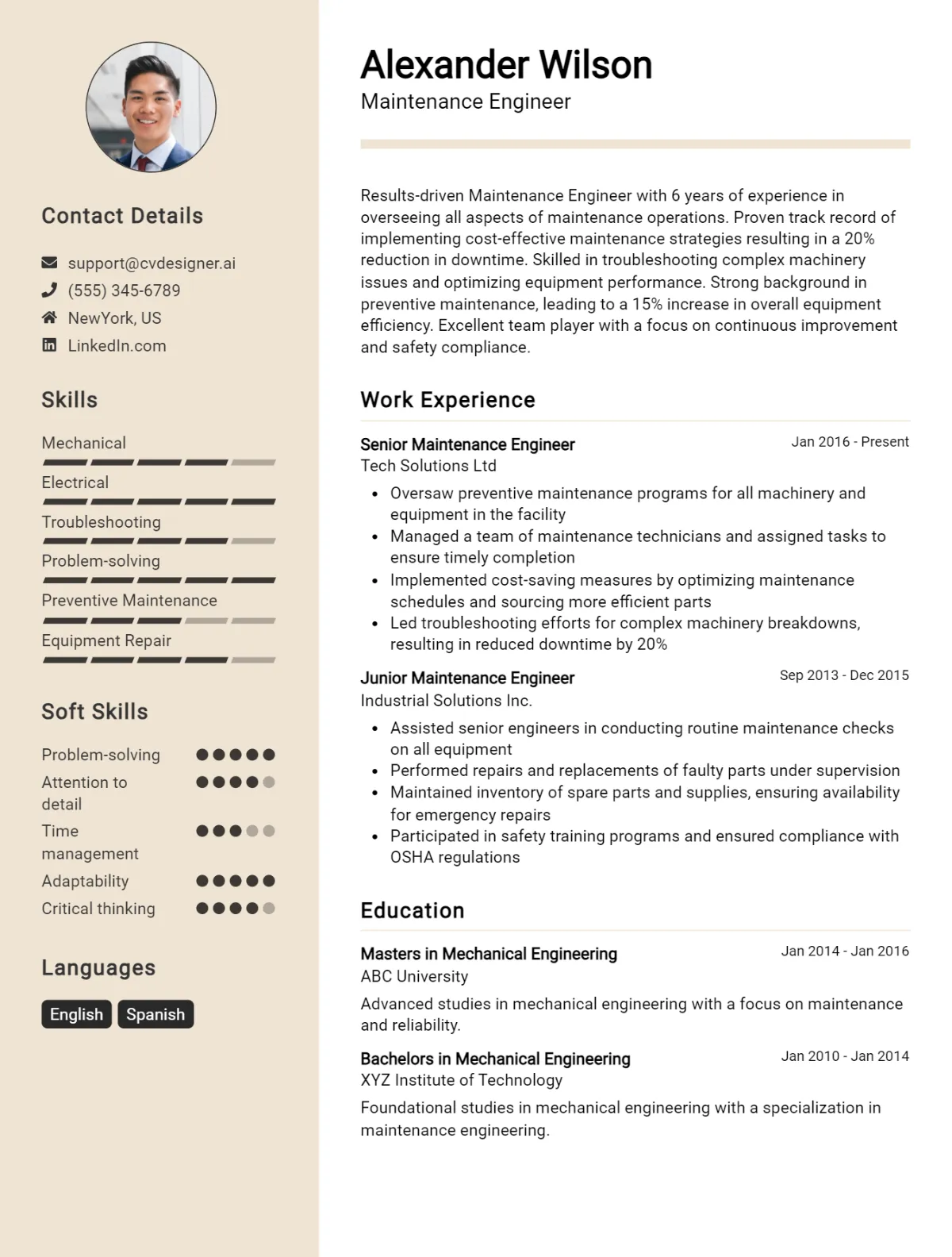 Maintenance Engineer CV Example For 2026: Best Writing Guide Preview