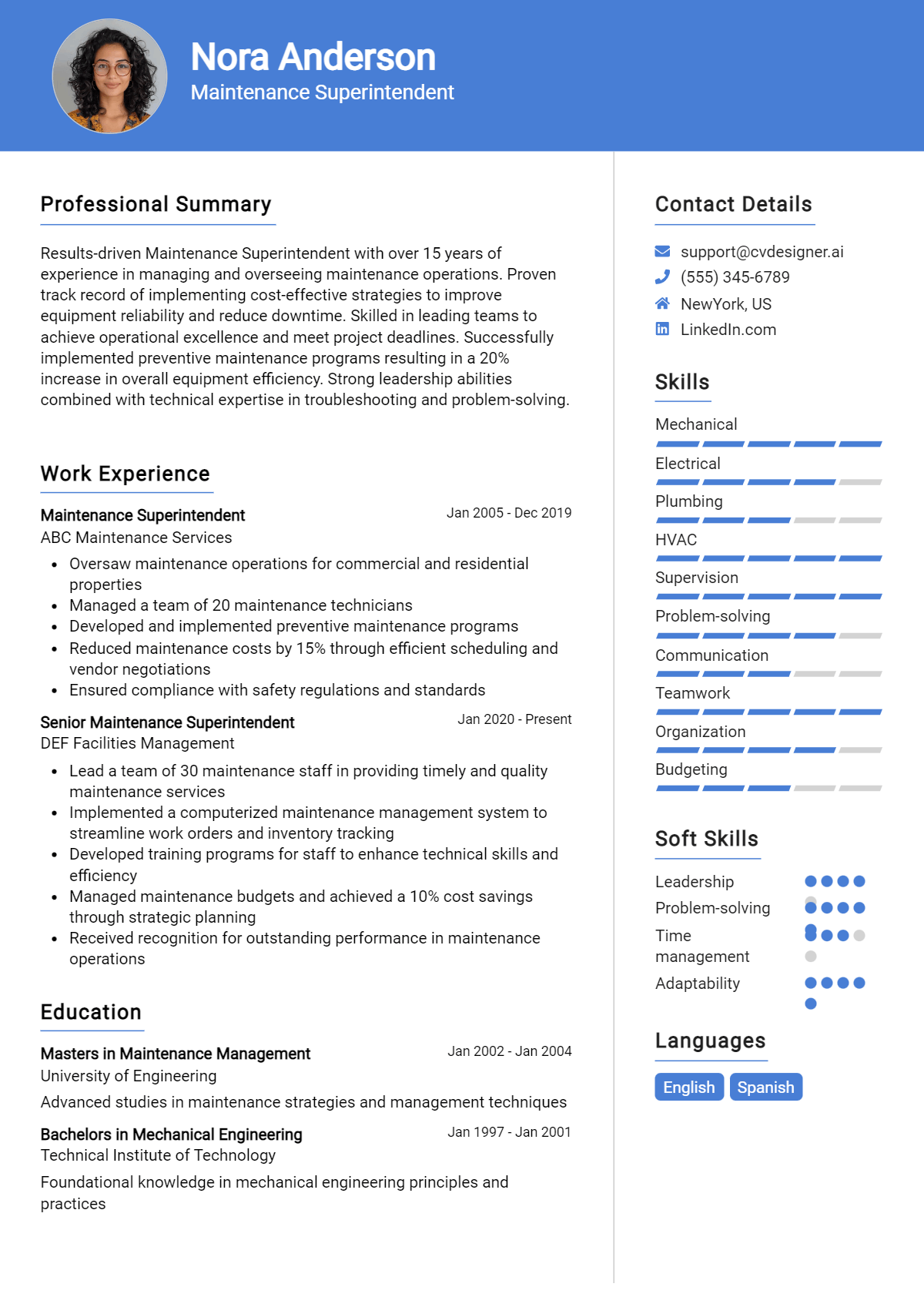 Maintenance Superintendent Resume Example for 2026: Expert Tips & Templates Preview
