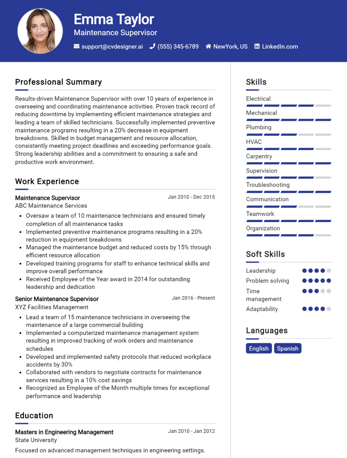 12 Maintenance Supervisor CV Examples For 2026: Strategies & Templates Preview