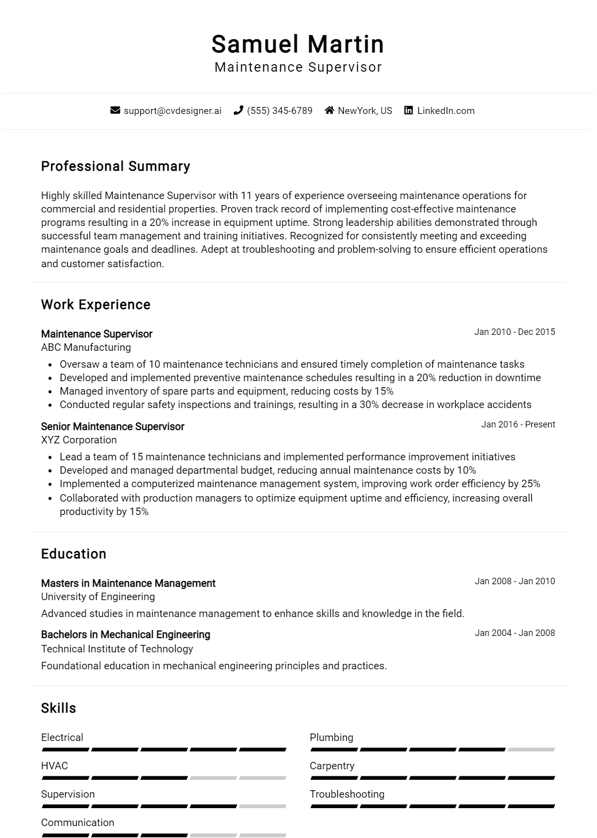 14 Maintenance Supervisor Resume Examples for 2026: Proven Tips & Templates Preview