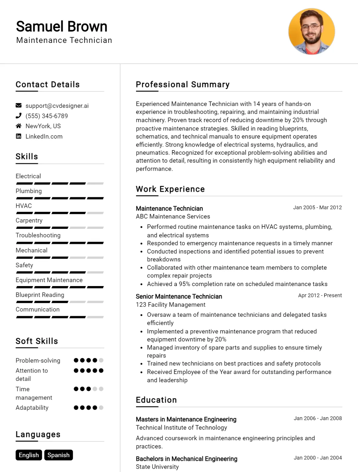 14 Maintenance Technician CV Examples For 2026: Ultimate Guide Preview