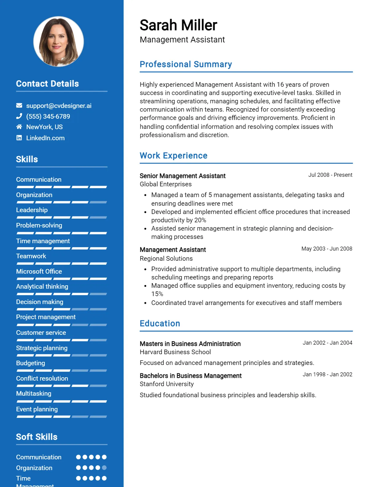 Management Assistant CV Example For 2026: How to Create a Professional CV Preview