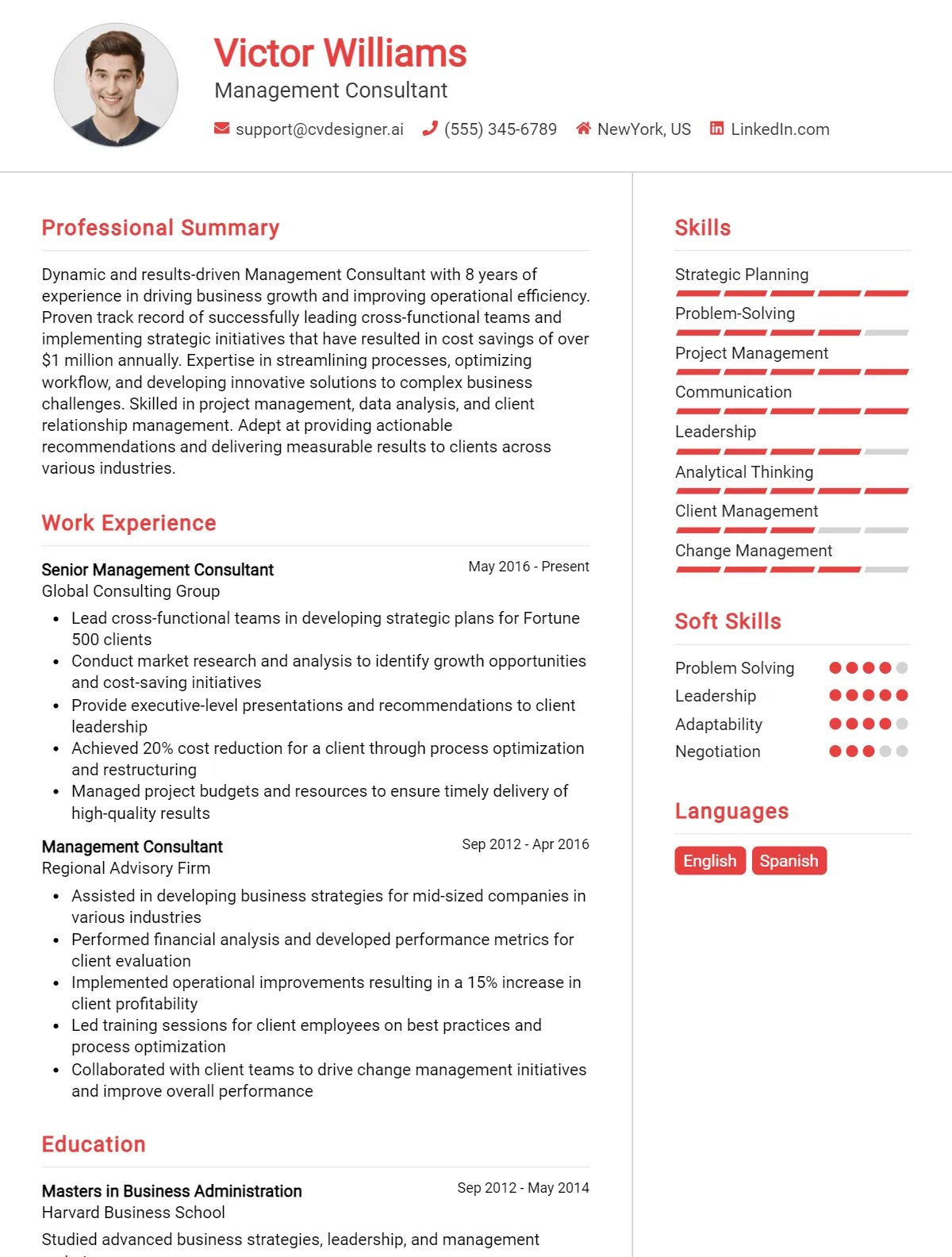 14 Management Consultant CV Examples And Templates For 2026 Preview