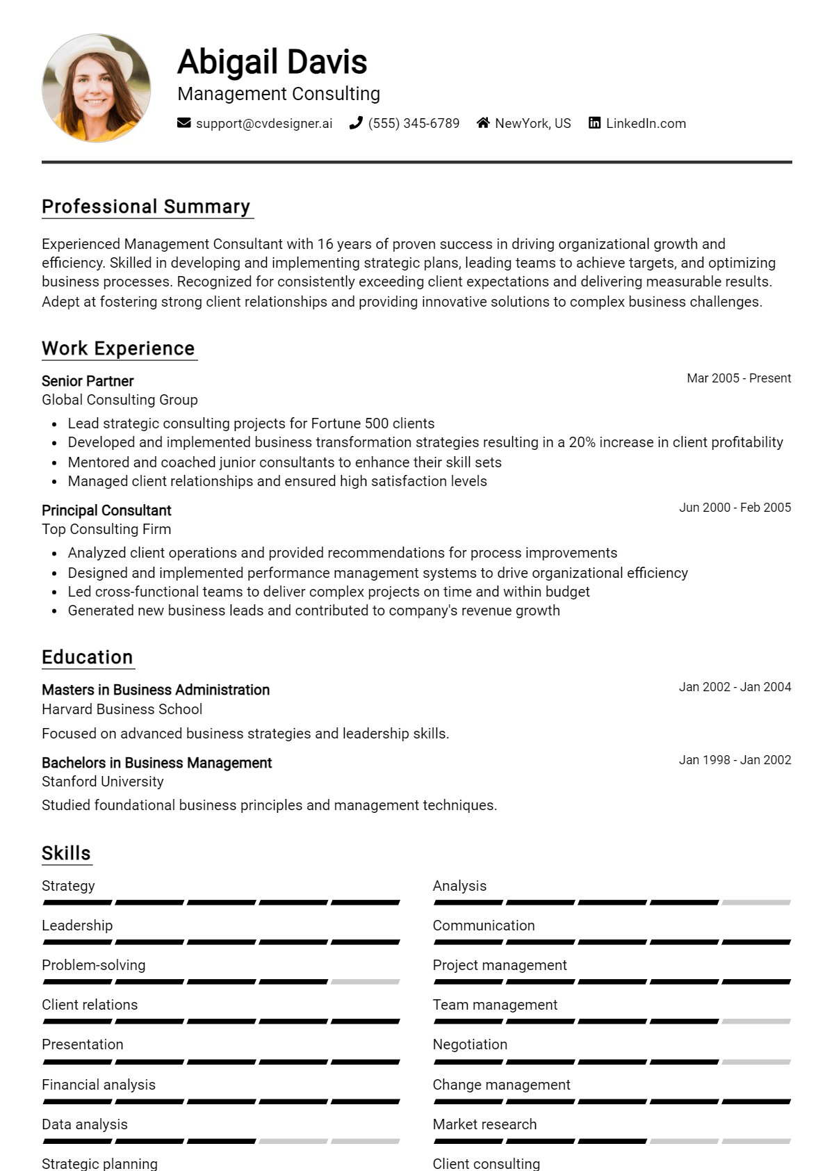 Management Consulting Resume Example for 2026: Expert Tips Preview
