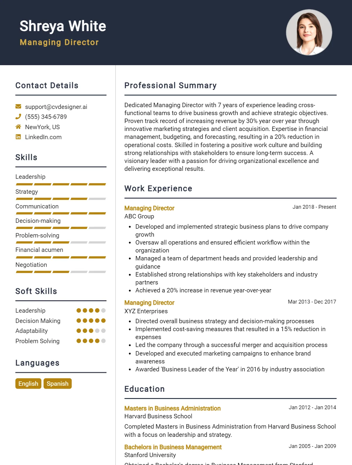Managing Director CV Example For 2026: Effective CV Writing Tips Preview