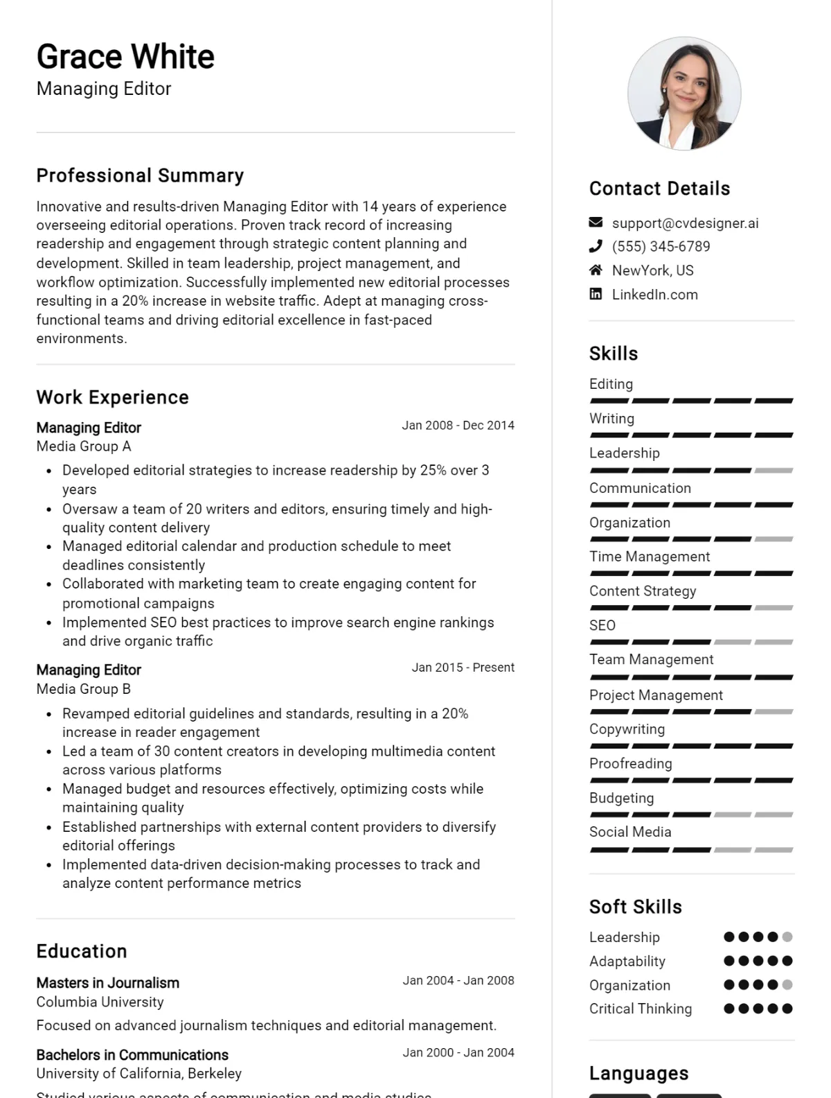 Managing Editor CV Example For 2026: Best Tips & Templates Preview
