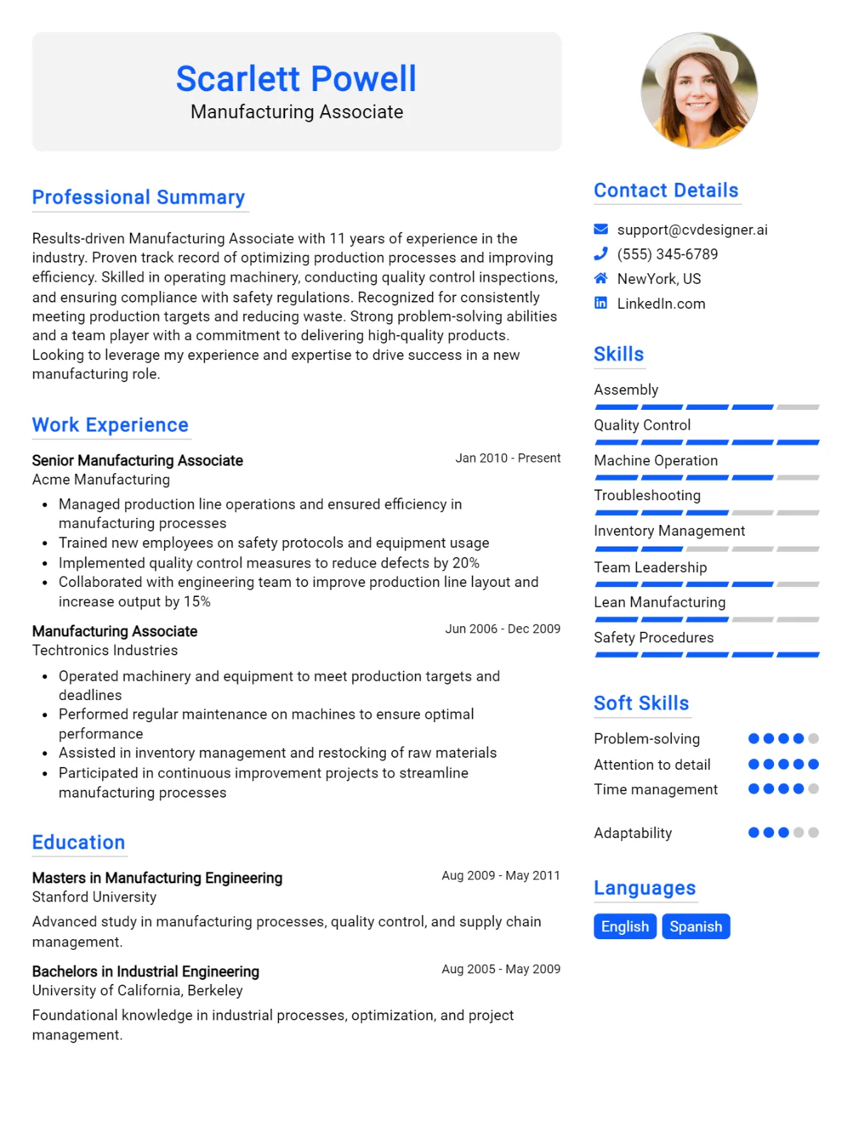 Manufacturing Associate CV Example For 2026: Effective CV Writing Tips Preview