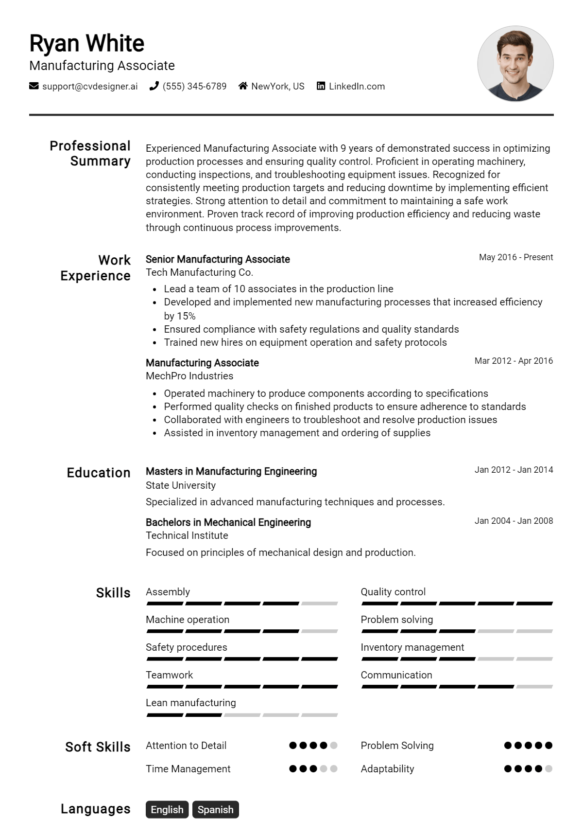 Manufacturing Associate Resume Example for 2026: How to Craft a Winning CV Preview