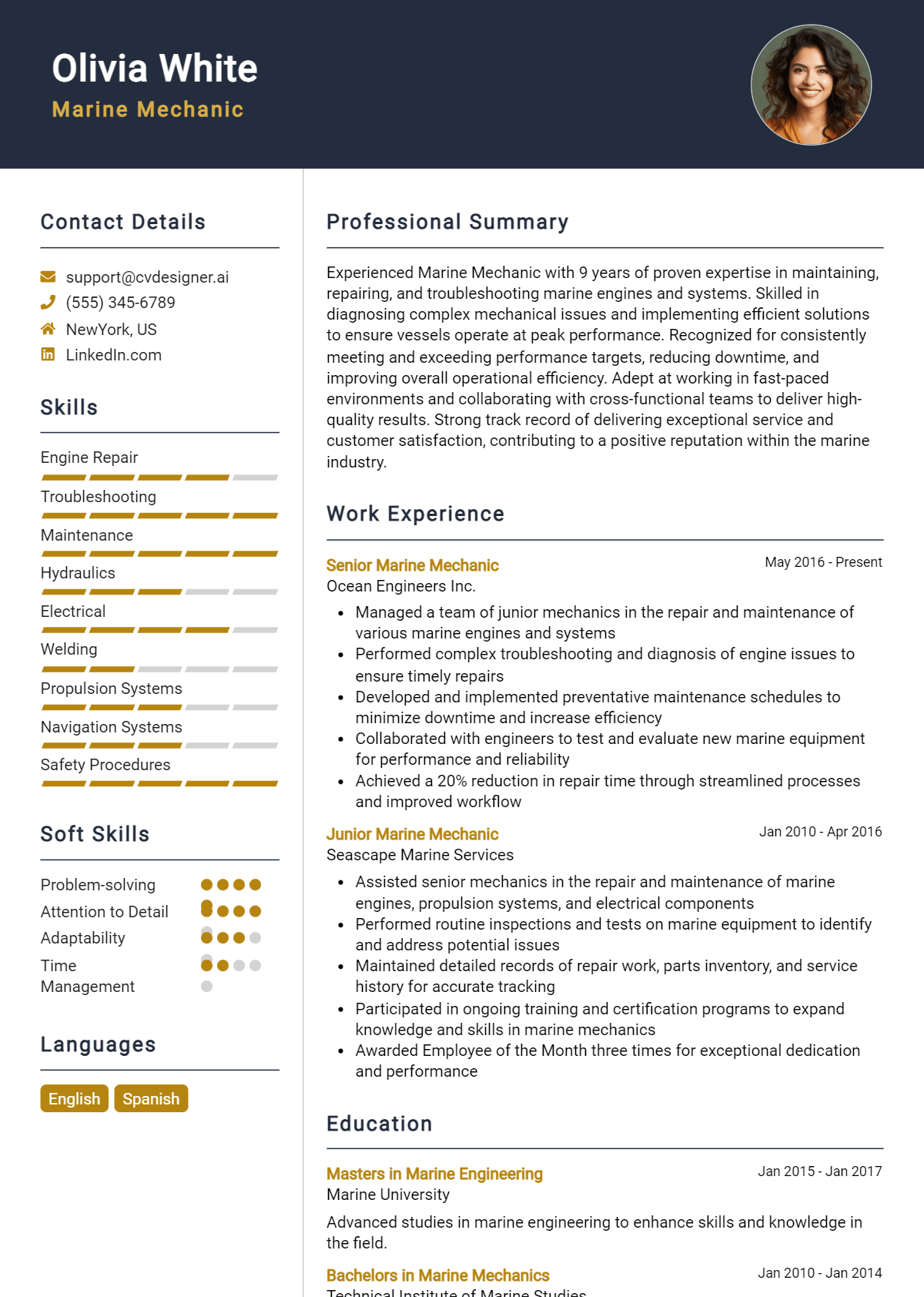 Marine Mechanic Resume Example for 2026: Best Formatting Tips Preview