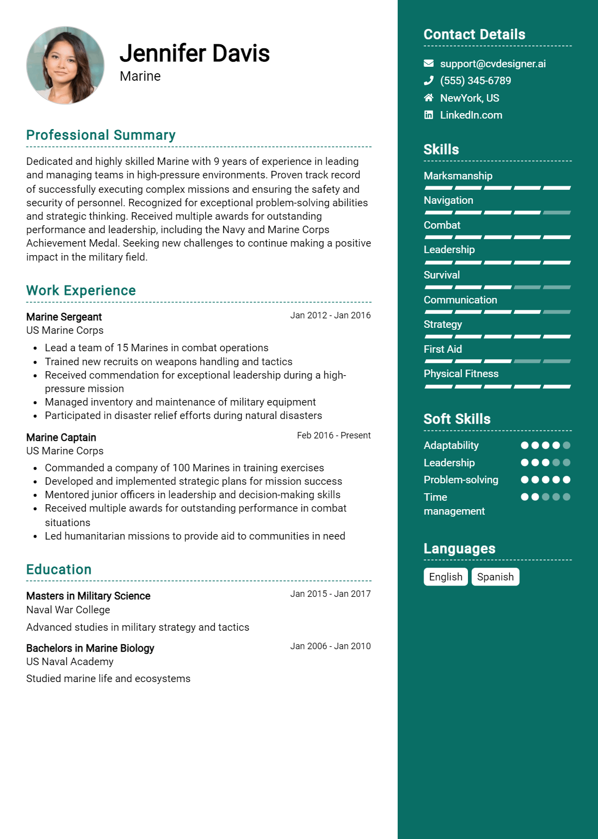 Marine Resume Example for 2026: Examples & Free Templates Preview