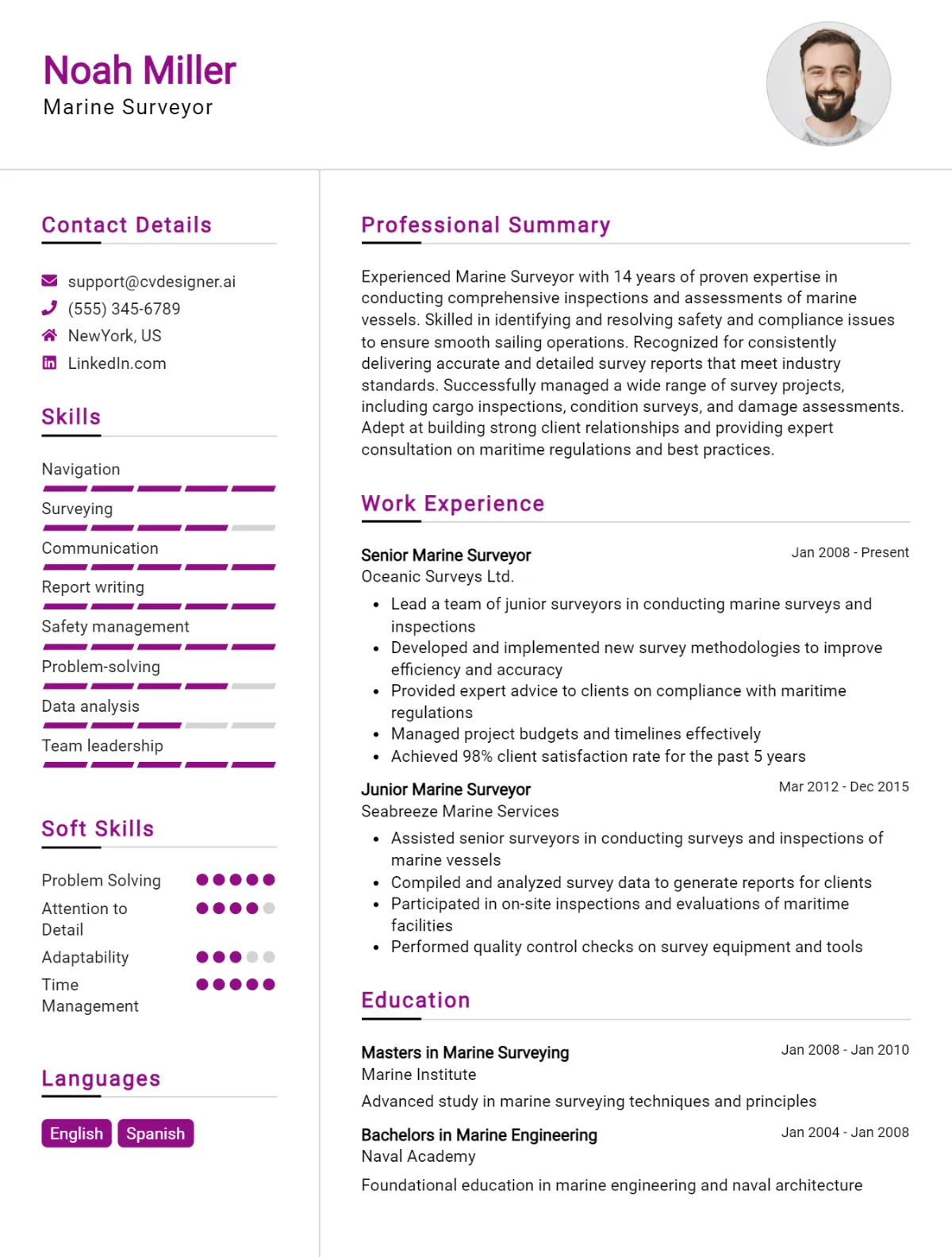 Marine Surveyor CV Example For 2026: Free Downloadable Templates Preview