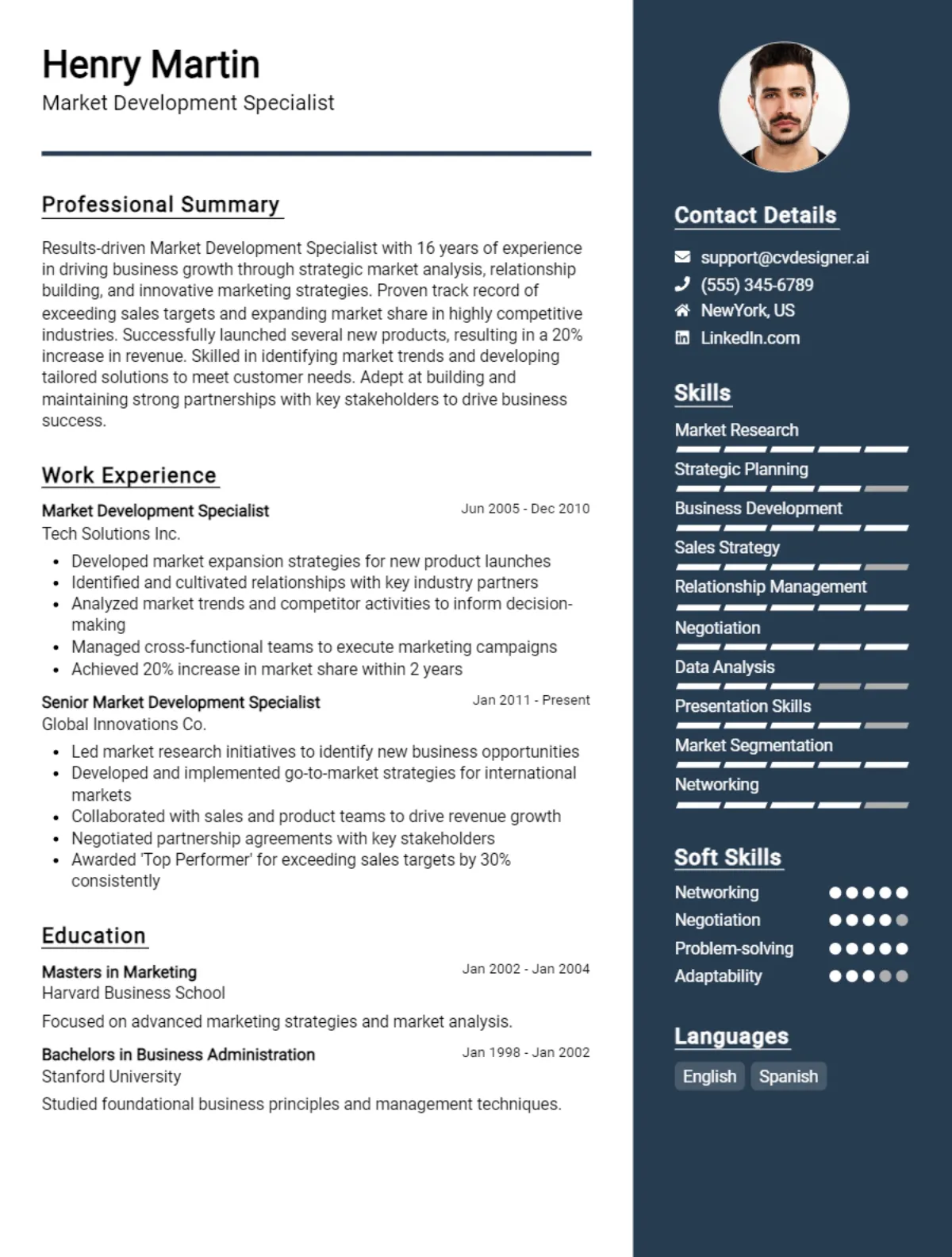 Market Development Specialist CV Example For 2026: Top Tips & Samples Preview