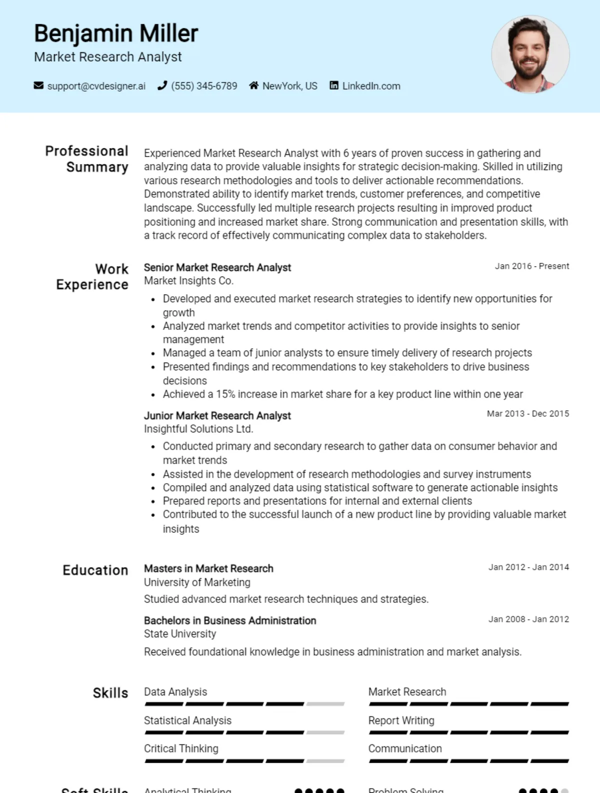 Market Research Analyst CV Example For 2026: Samples & Best Practices Preview