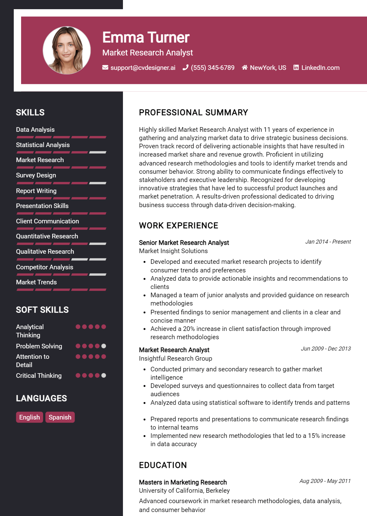 Market Research Analyst Resume Example for 2026: Ultimate Guide Preview