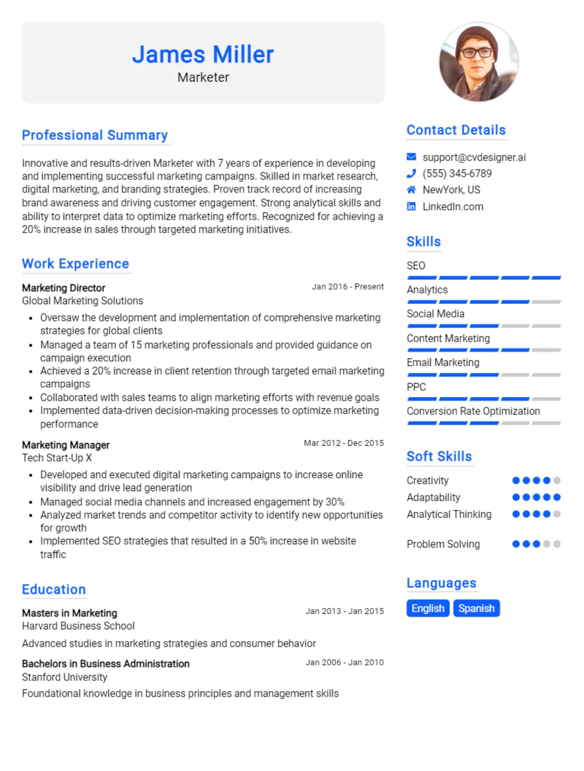 Marketer CV Example For 2026: Tips to Stand Out Preview