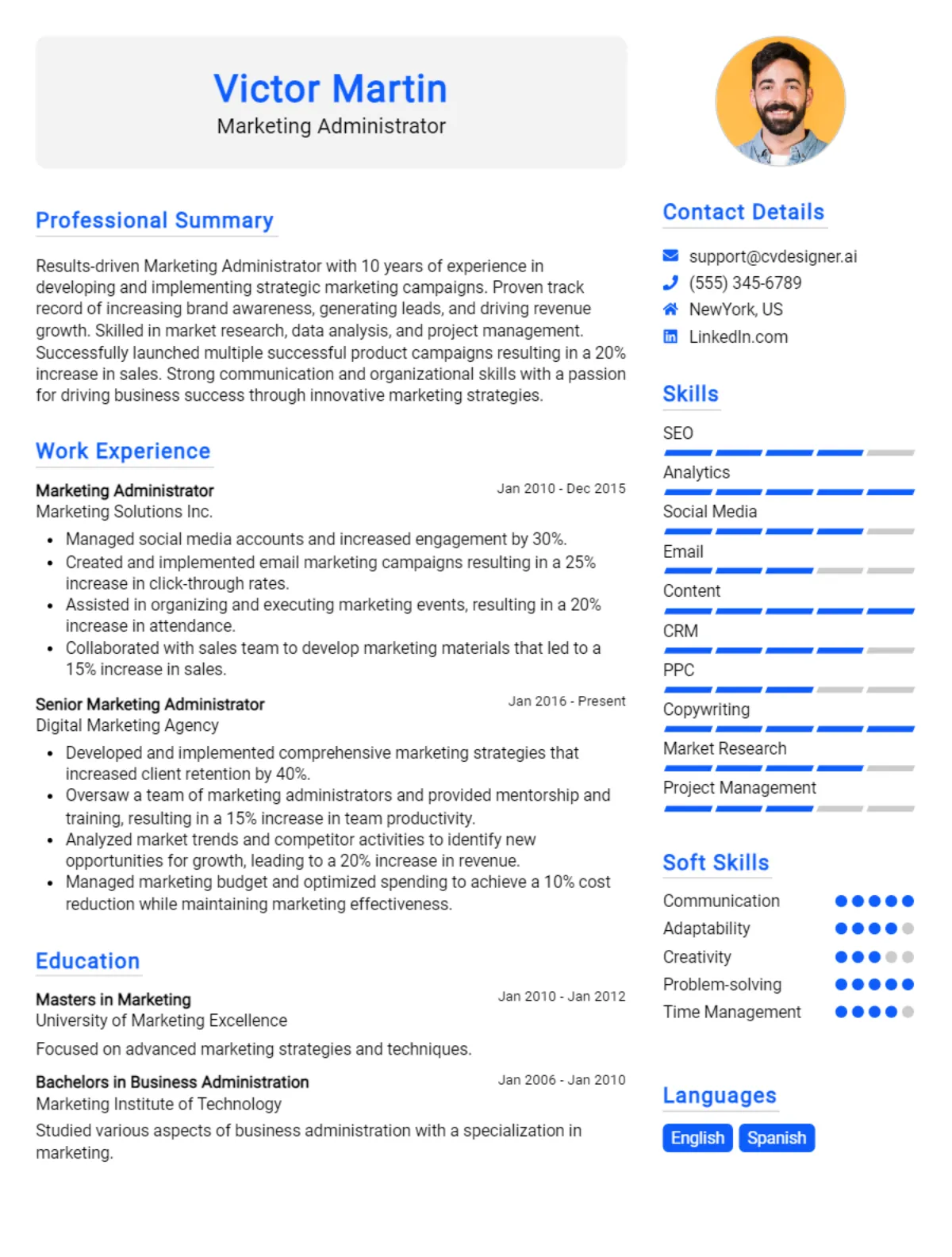 Marketing Administrator CV Example For 2026: Expert Tips & Templates Preview