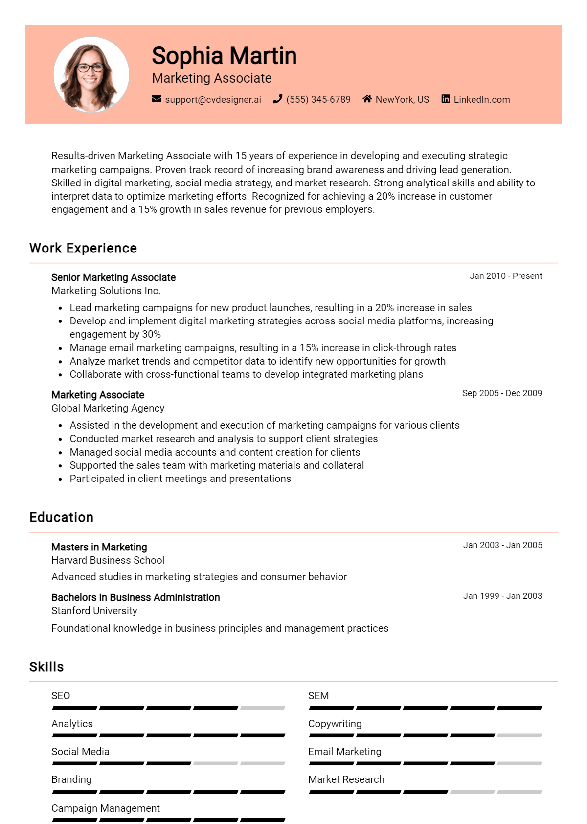 Marketing Associate Resume Example for 2026: Free Guide Preview