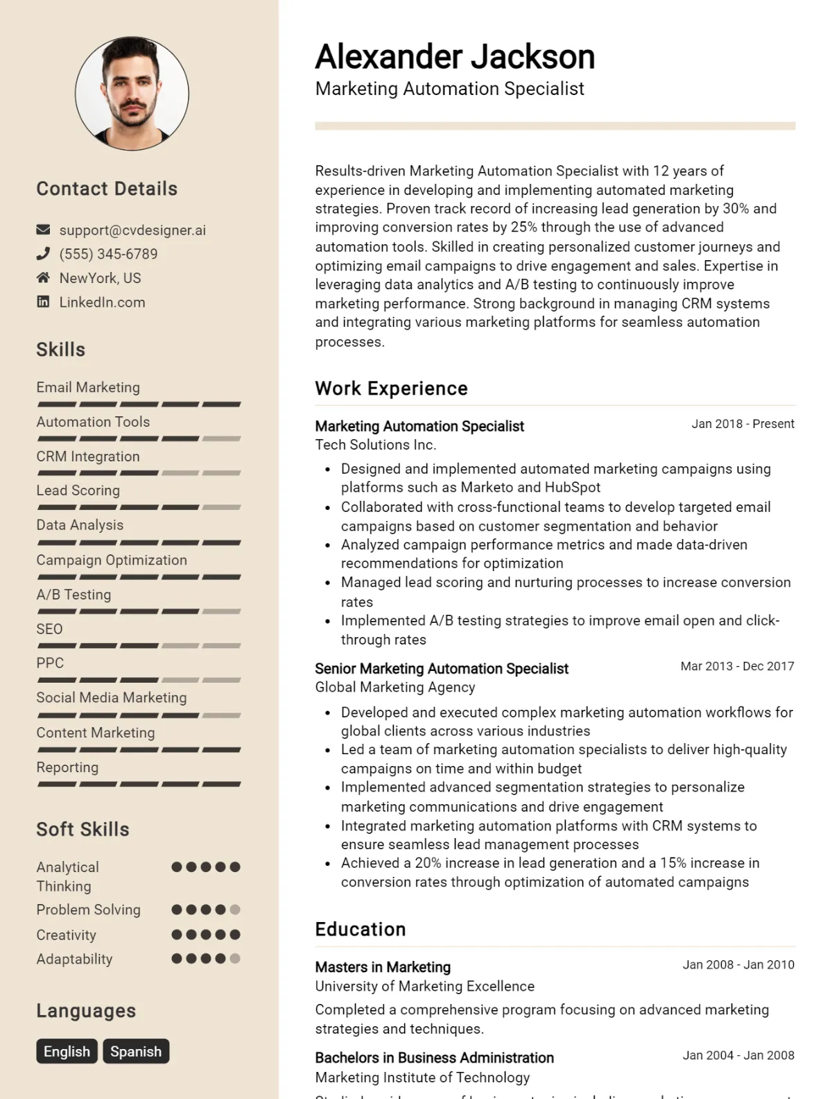 Marketing Automation Specialist CV Example For 2026: Best Writing Guide Preview