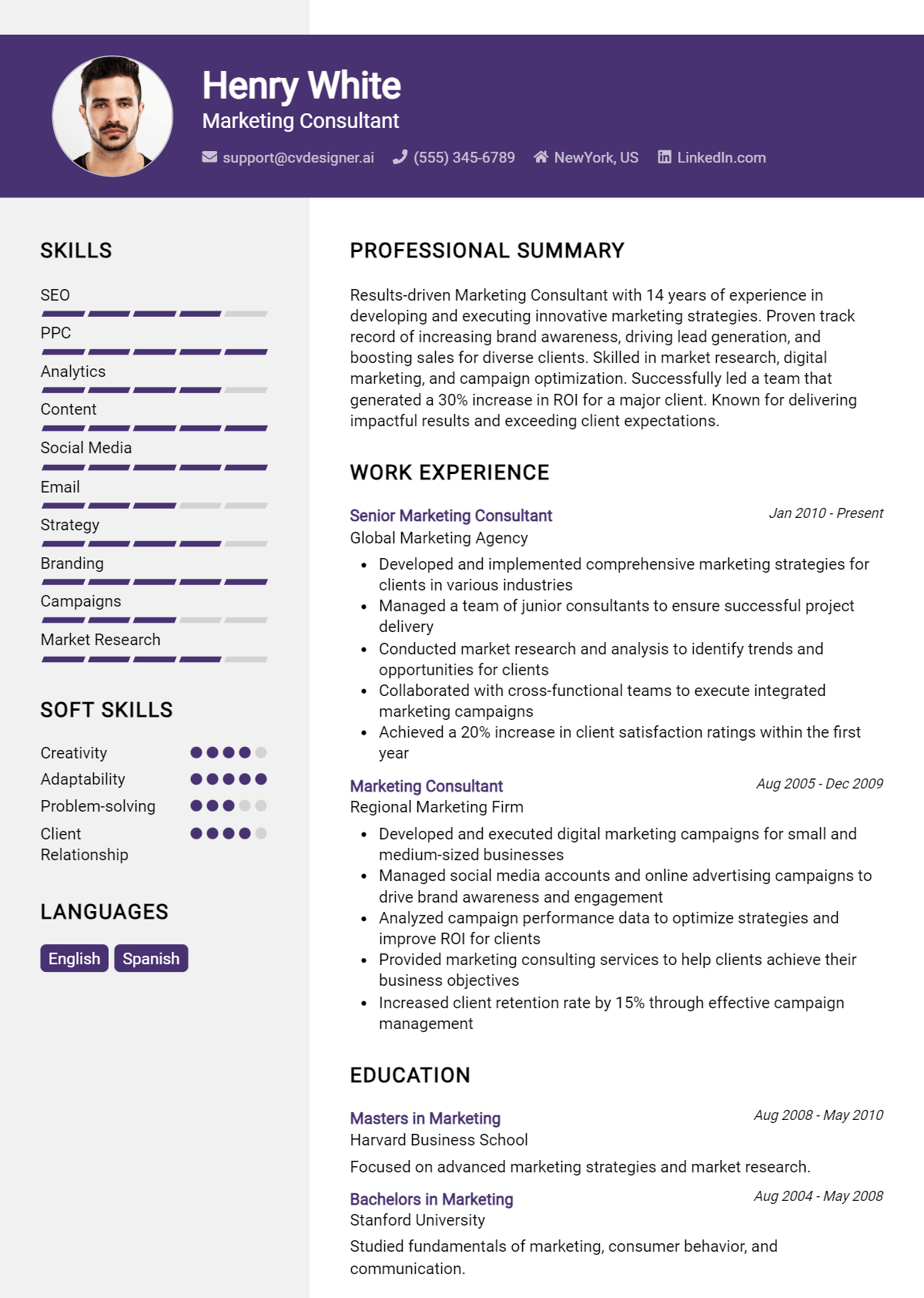 Marketing Consultant Resume Example for 2026: Best Tips Preview