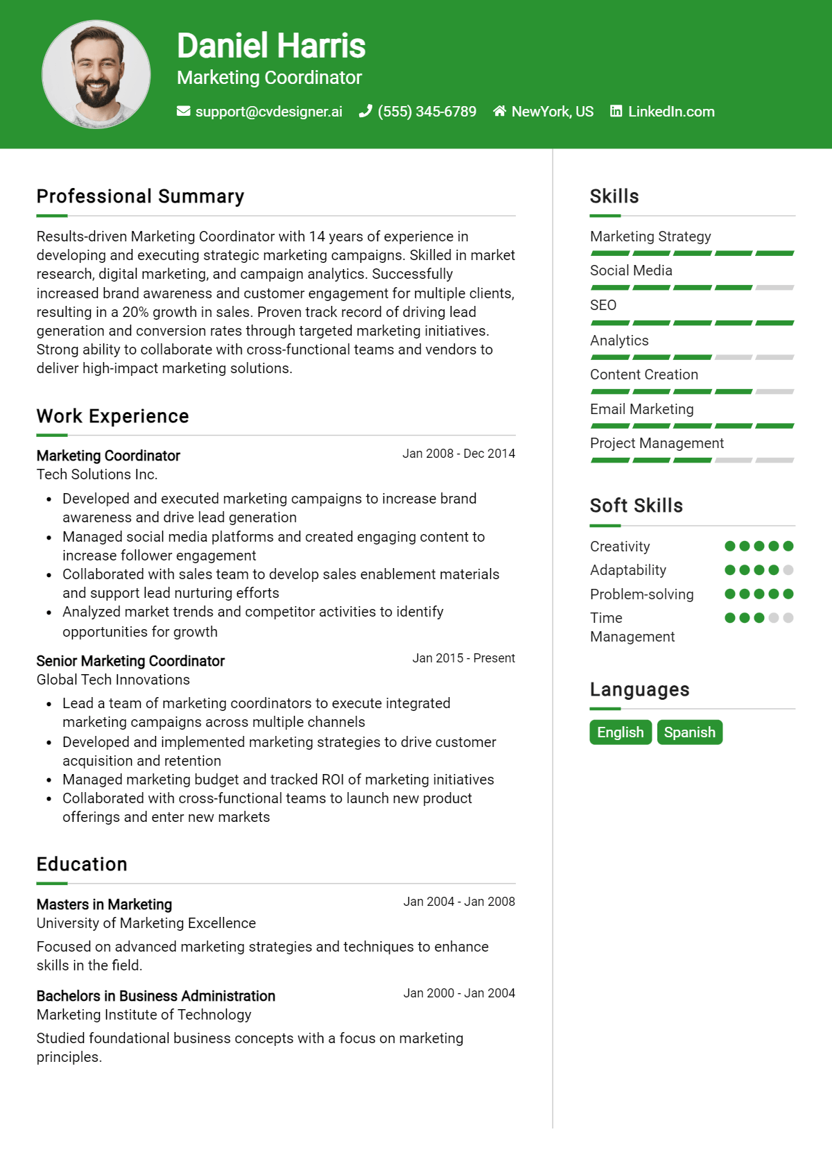 Marketing Coordinator Resume Example for 2026: Downloadable Templates Preview