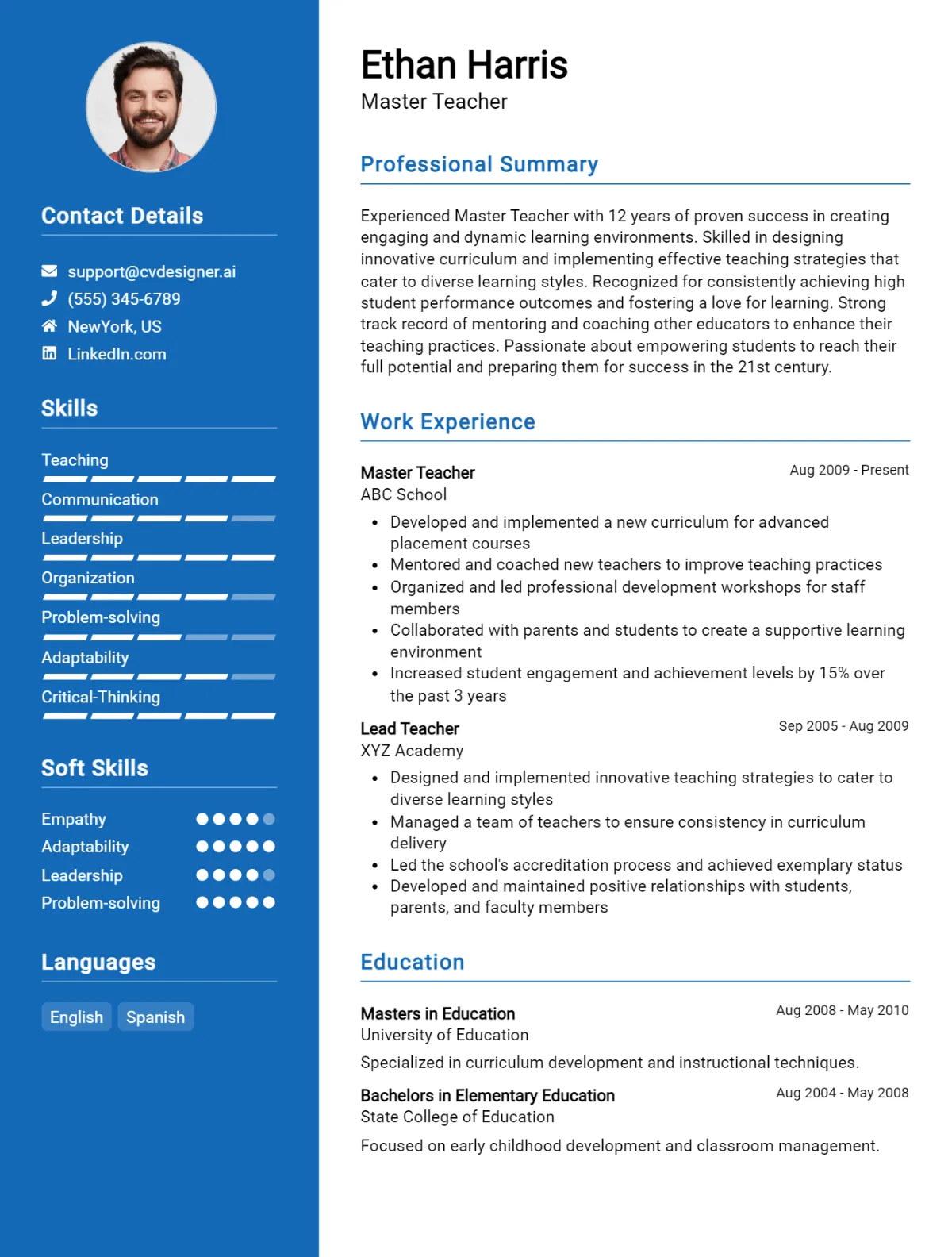 Master Teacher CV Example For 2026: Effective CV Writing Tips Preview