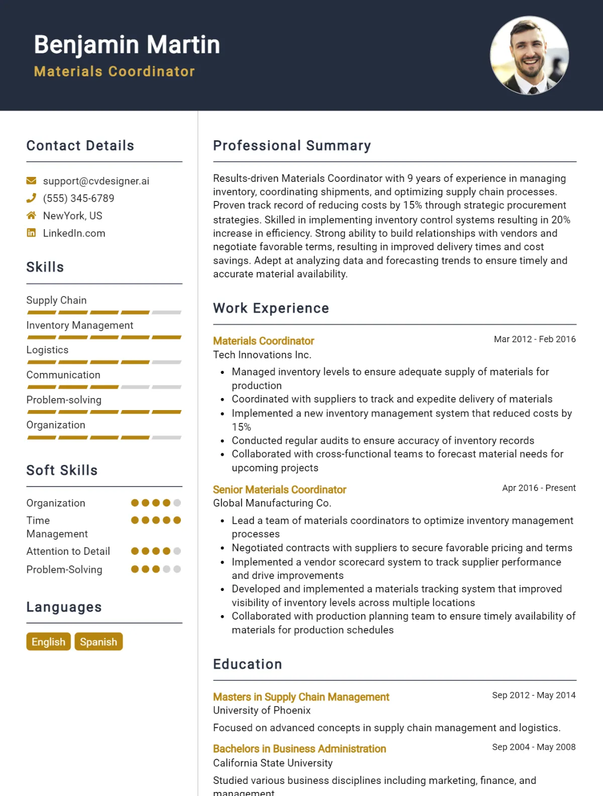 Materials Coordinator CV Example For 2026: Tips to Stand Out Preview