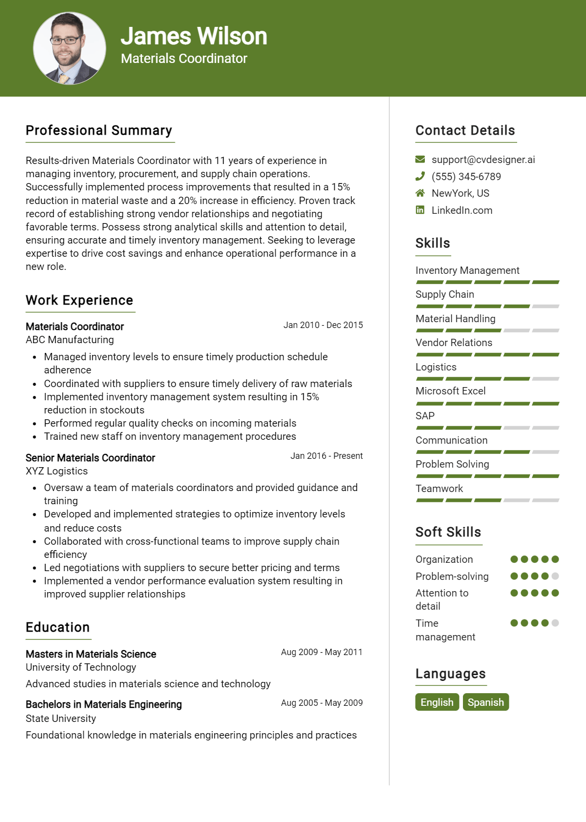 5 Materials Coordinator Resume Examples for 2026: Tips to Stand Out Preview
