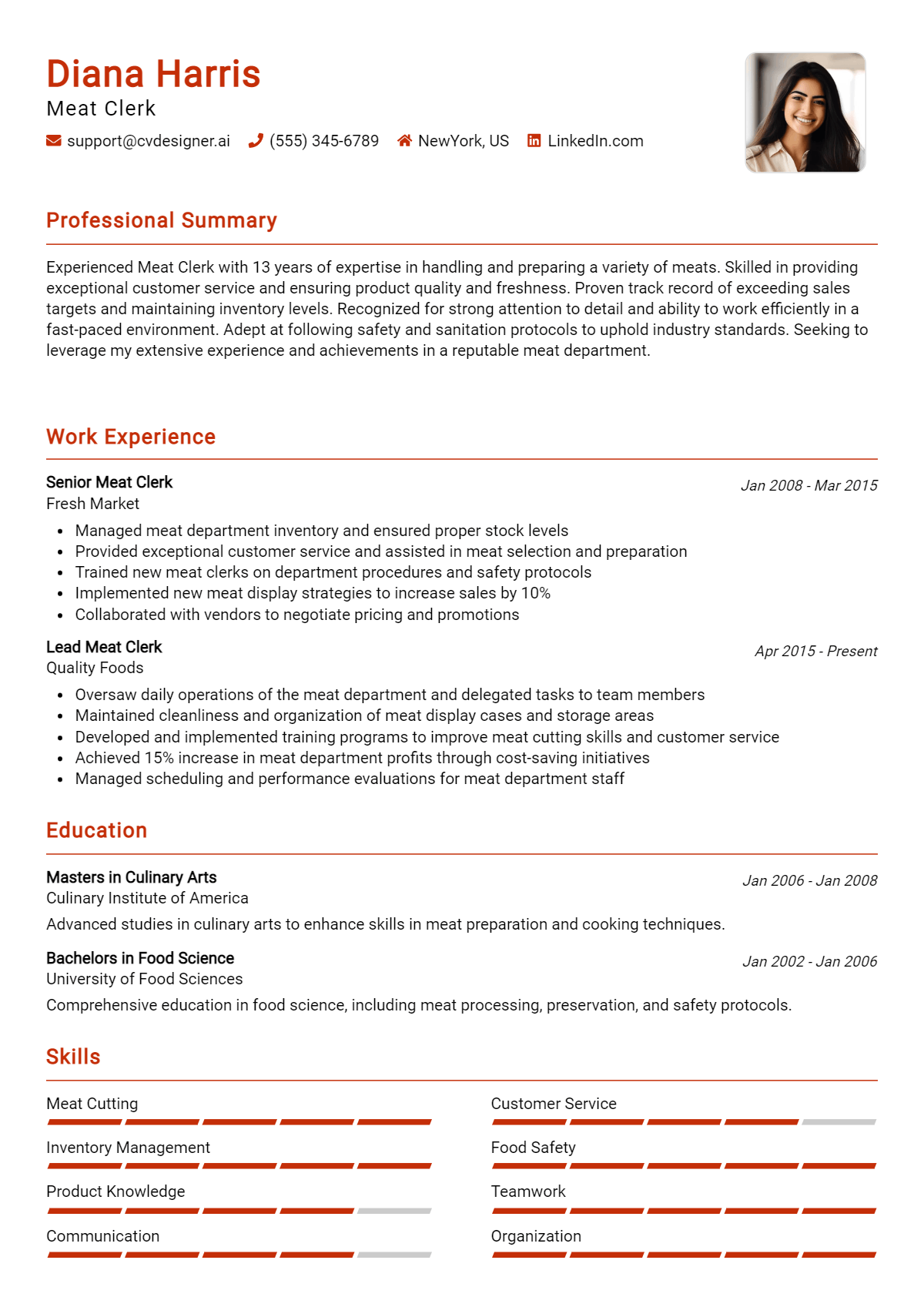 Meat Clerk Resume Example for 2026: Ultimate Guide Preview