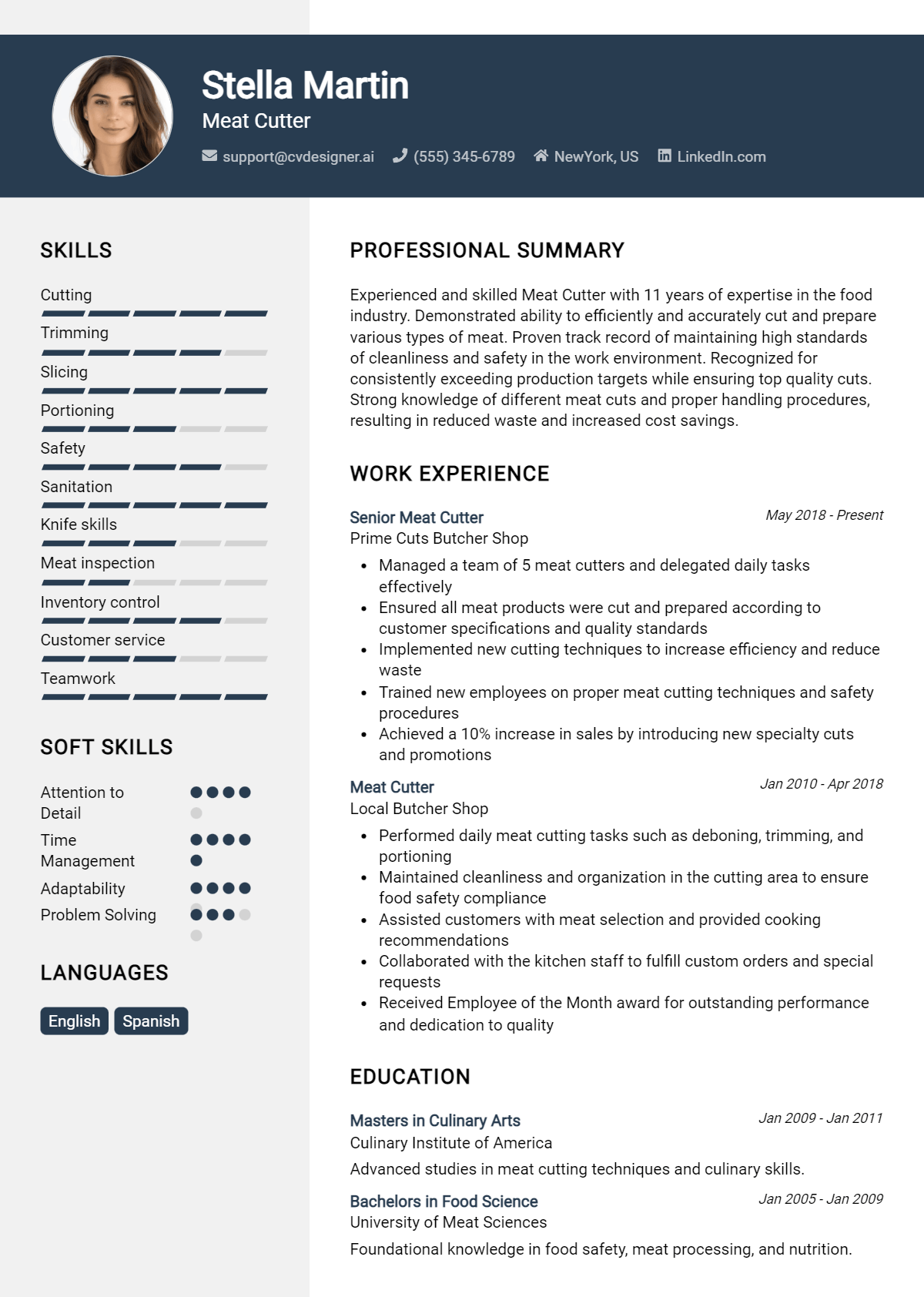 Meat Cutter Resume Example for 2026: Best Tips & Templates Preview