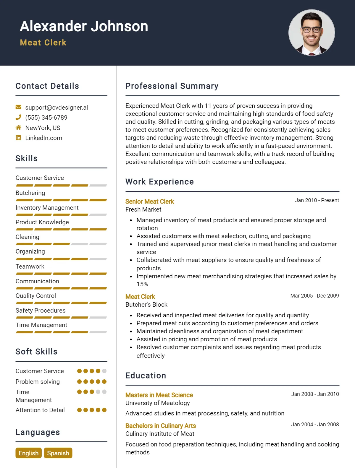 Meat Clerk CV Example For 2026: How to Craft a Winning CV Preview