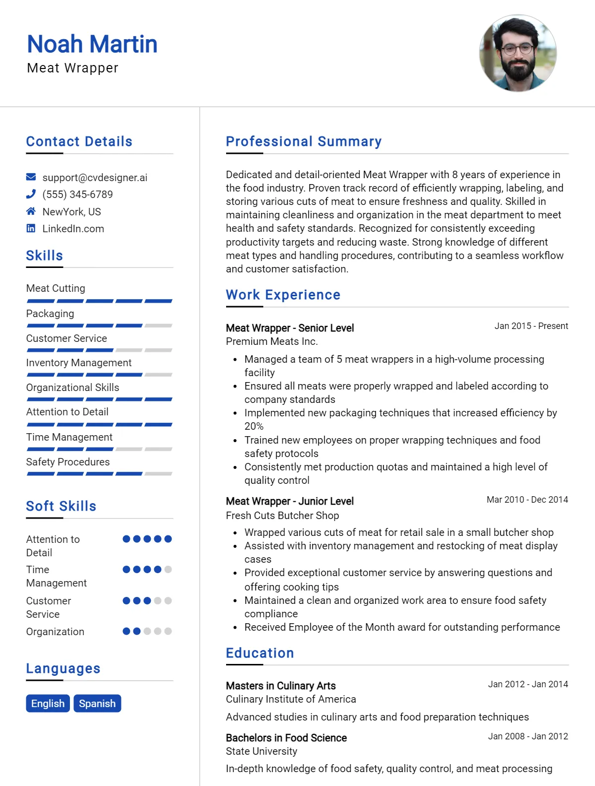 Meat Wrapper CV Example For 2026: Best Writing Guide Preview
