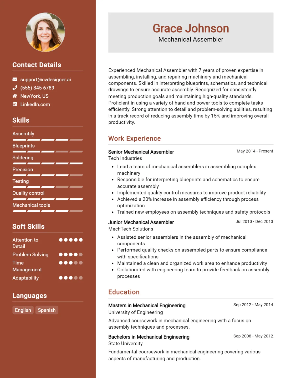 Mechanical Assembler CV Example For 2026: Tips & Templates Preview