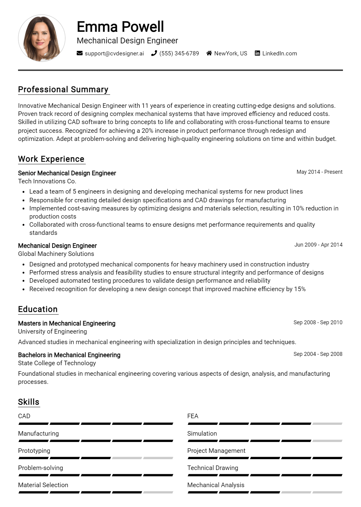 9 Mechanical Design Engineer Resume Examples And Templates for 2026 Preview