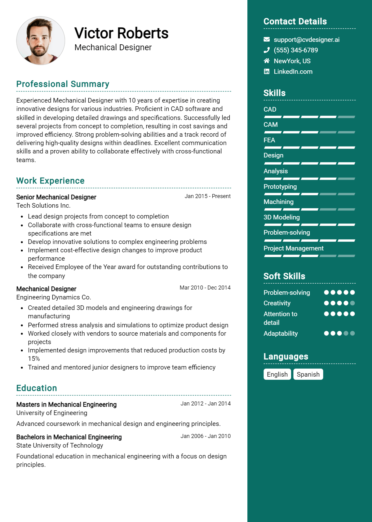 Mechanical Designer Resume Example for 2026: Ultimate Guide Preview