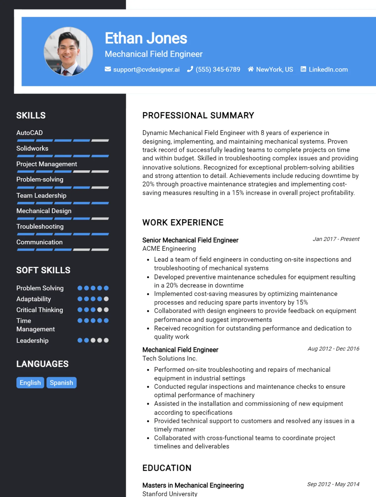 Mechanical Field Engineer CV Example For 2026: Proven Tips & Templates Preview