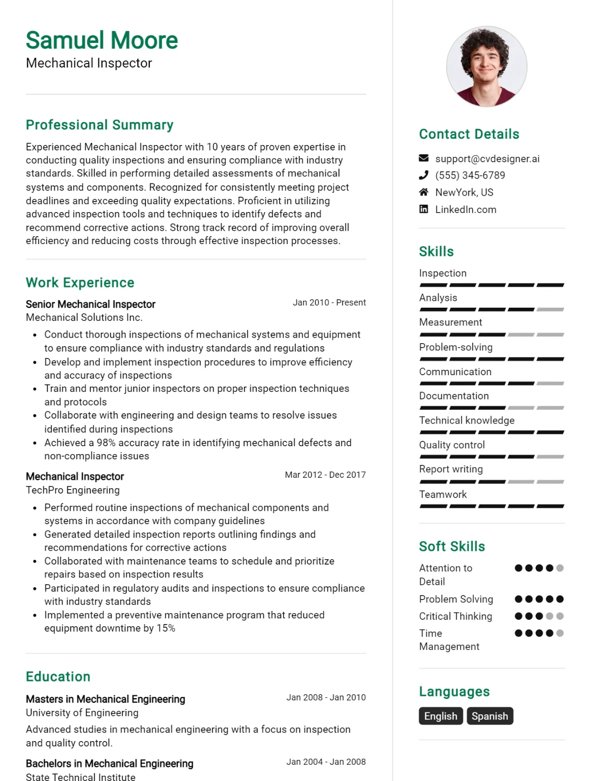 Mechanical Inspector CV Example For 2026: Top Tips & Samples Preview