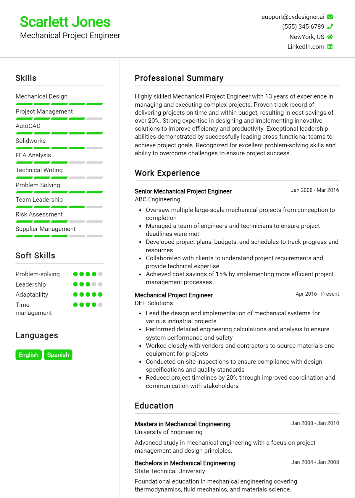 15 Mechanical Project Engineer Resume Examples And Templates for 2026 Preview