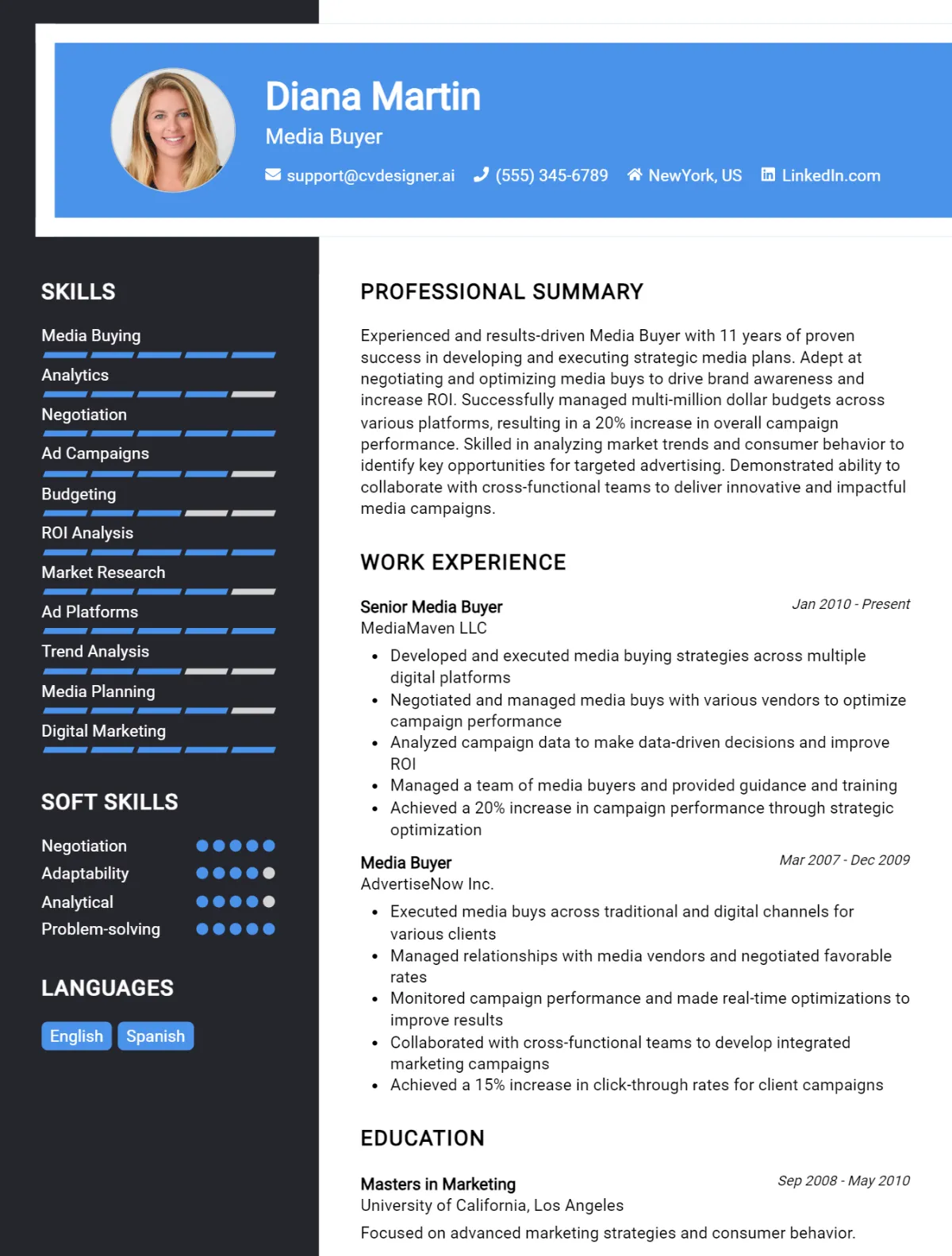 Media Buyer CV Example For 2026: Effective CV Writing Tips Preview