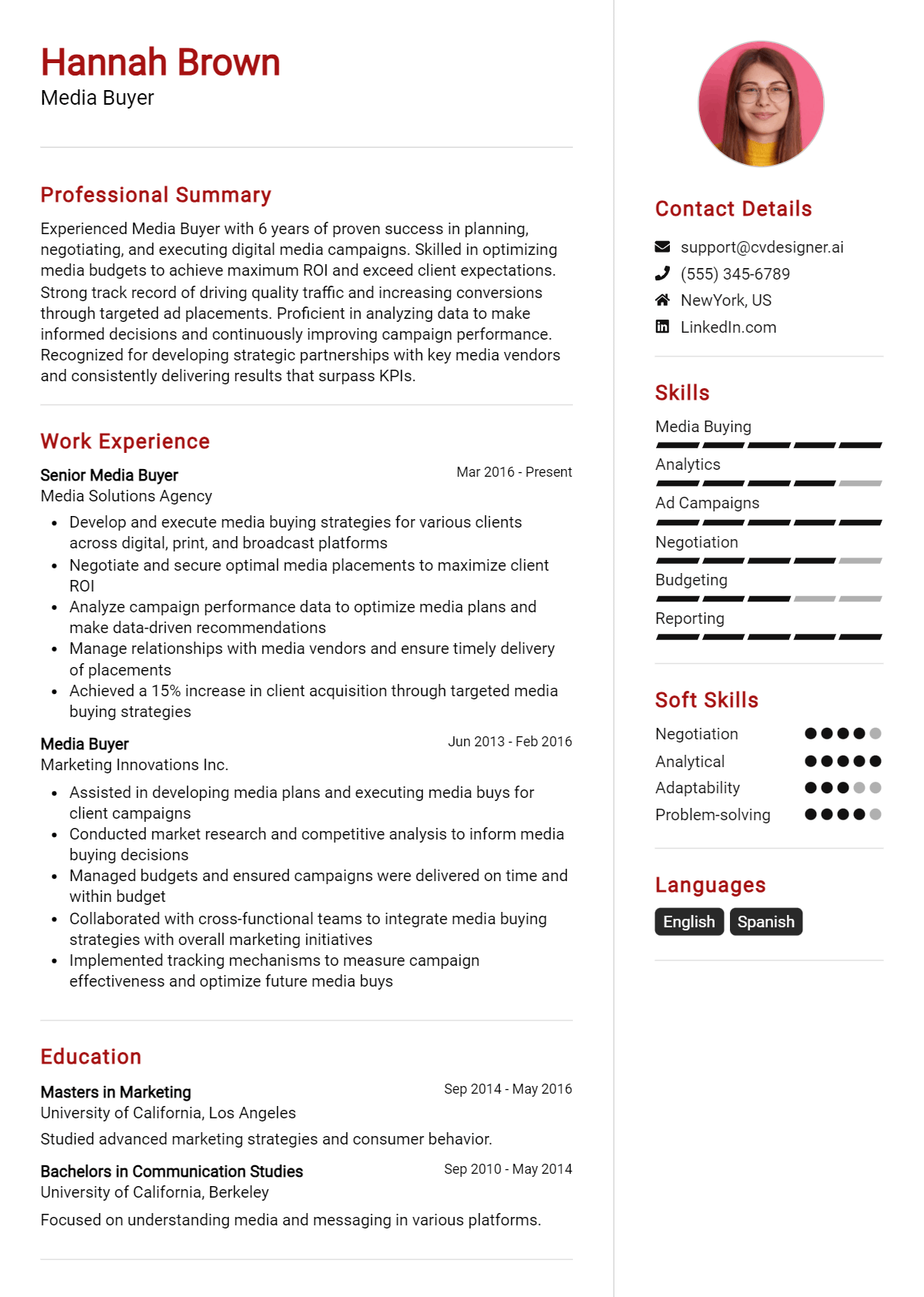 Media Buyer Resume Example for 2026: Best Writing Guide Preview