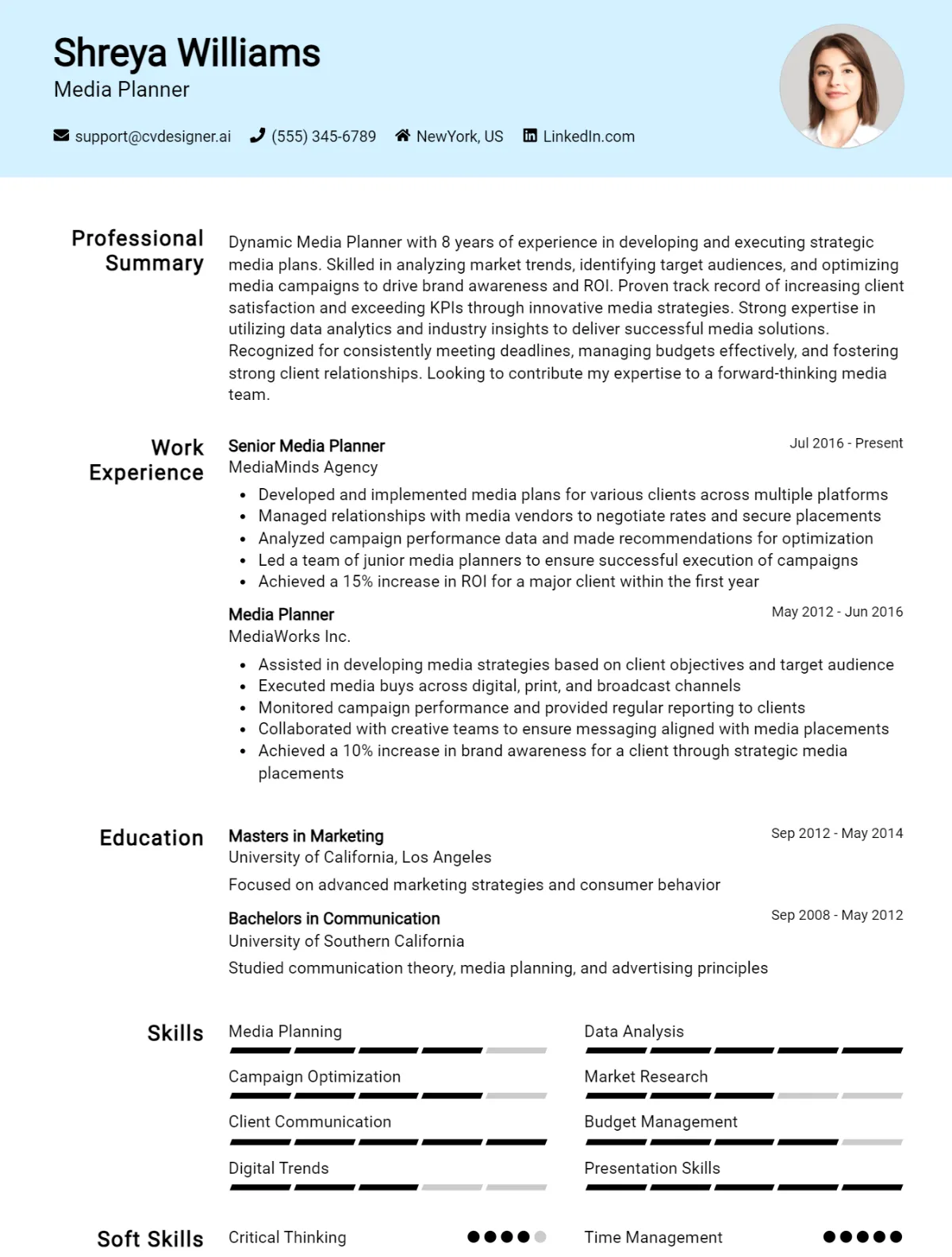 Media Planner CV Example For 2026: Expert Tips & Templates Preview