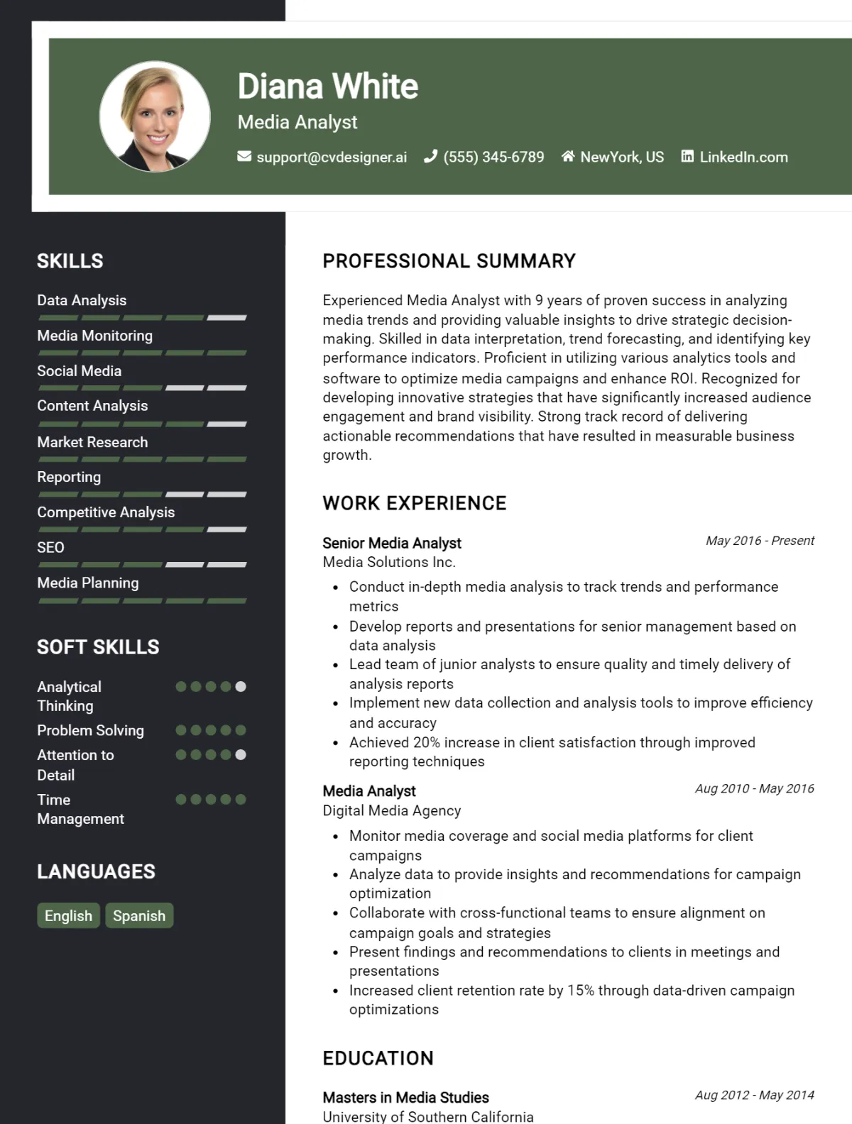 17 Media Analyst CV Examples And Templates For 2026 Preview