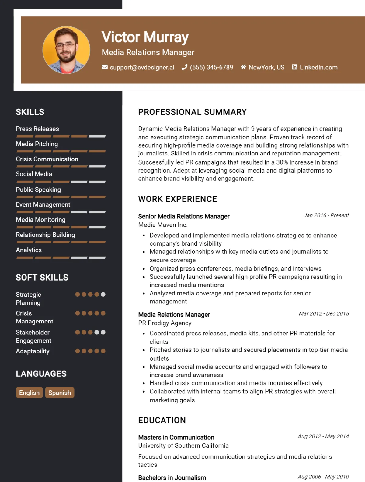 Media Relations Manager CV Example For 2026: Tips to Stand Out Preview