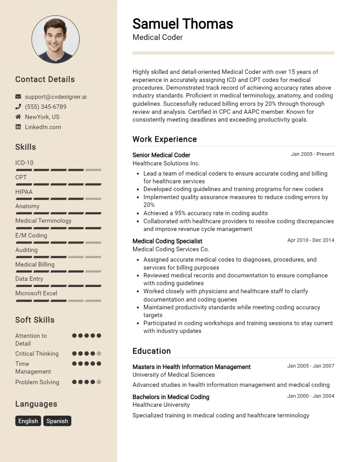 Medical Coder CV Example For 2026: Ultimate Guide Preview