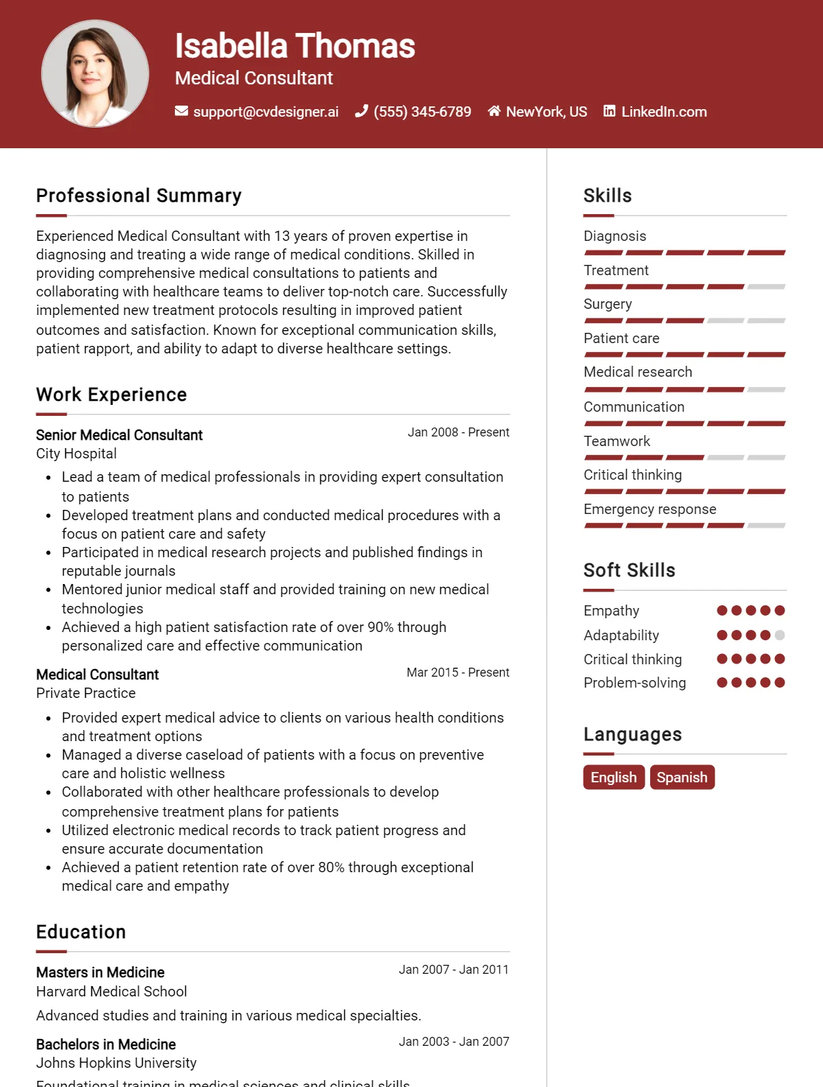 Medical Consultant CV Example For 2026: Best Formatting Tips Preview