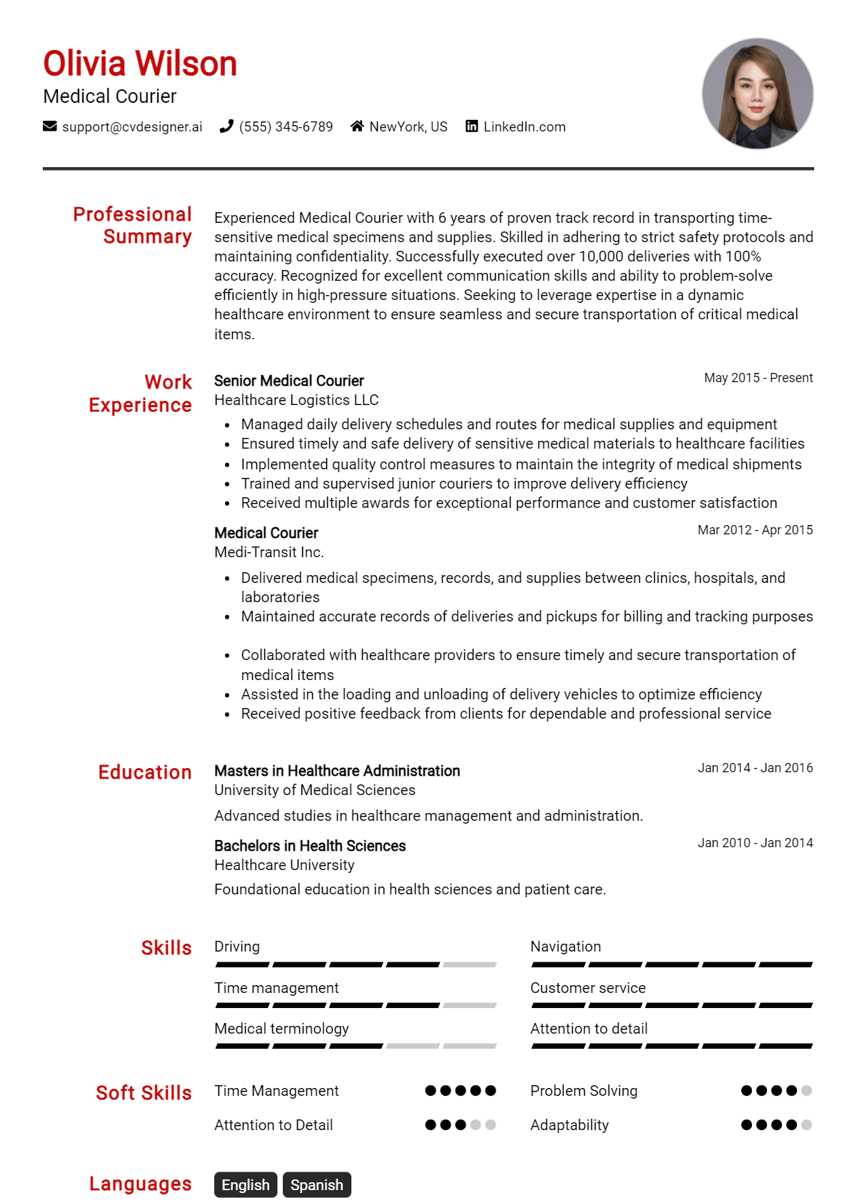 Medical Courier Resume Example for 2026: Proven Tips & Templates Preview